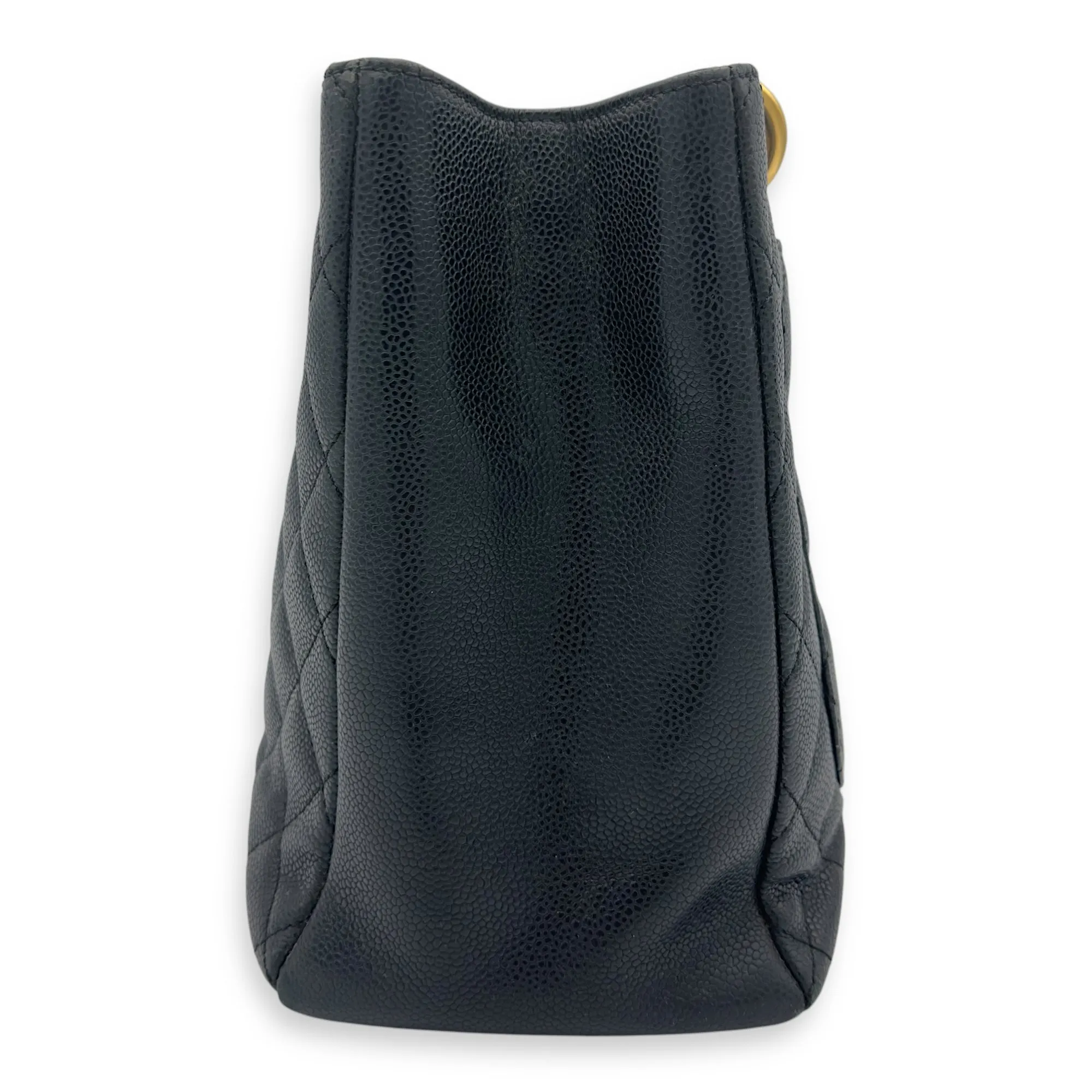 GST Tote Bag Black in Caviar Leather, Gold hardware