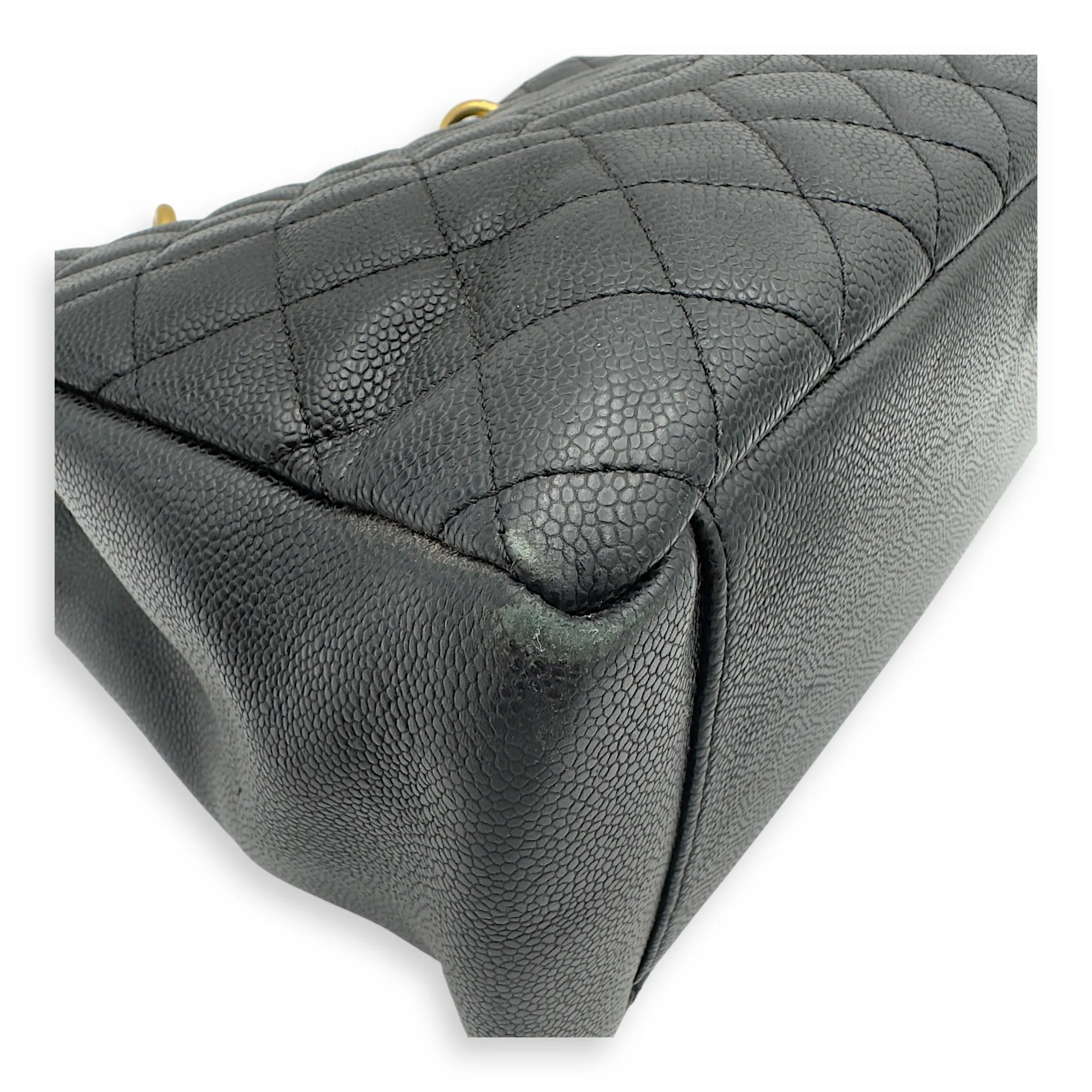 GST Tote Bag Black in Caviar Leather, Gold hardware