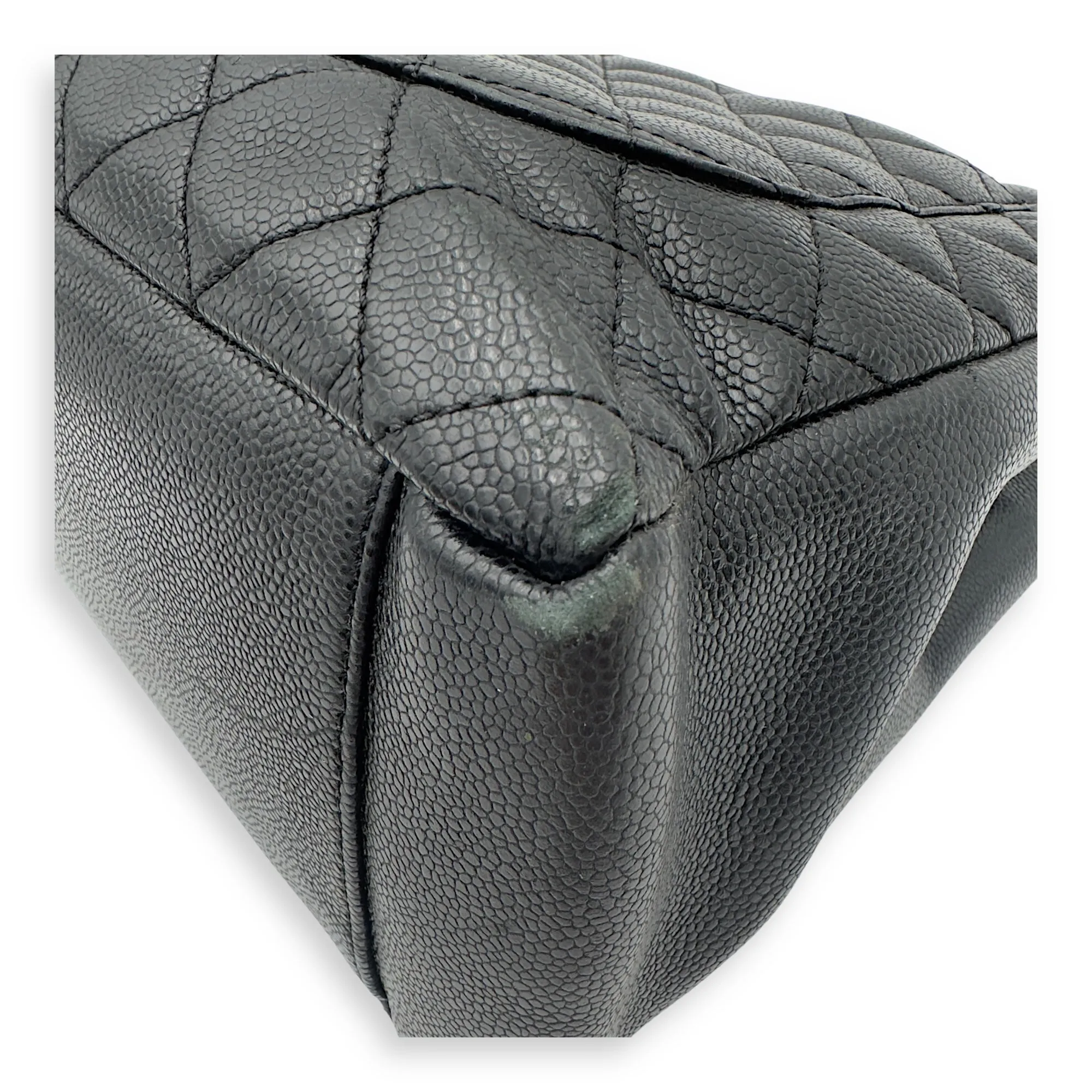 GST Tote Bag Black in Caviar Leather, Gold hardware