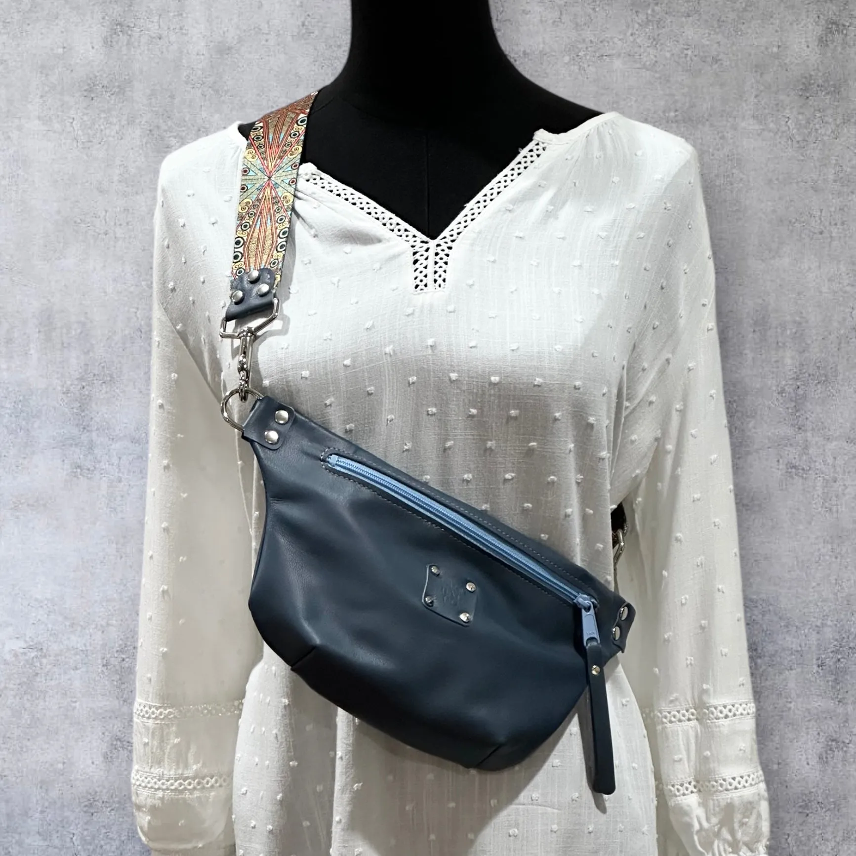 Hendry Sling Bag - Blue Leather