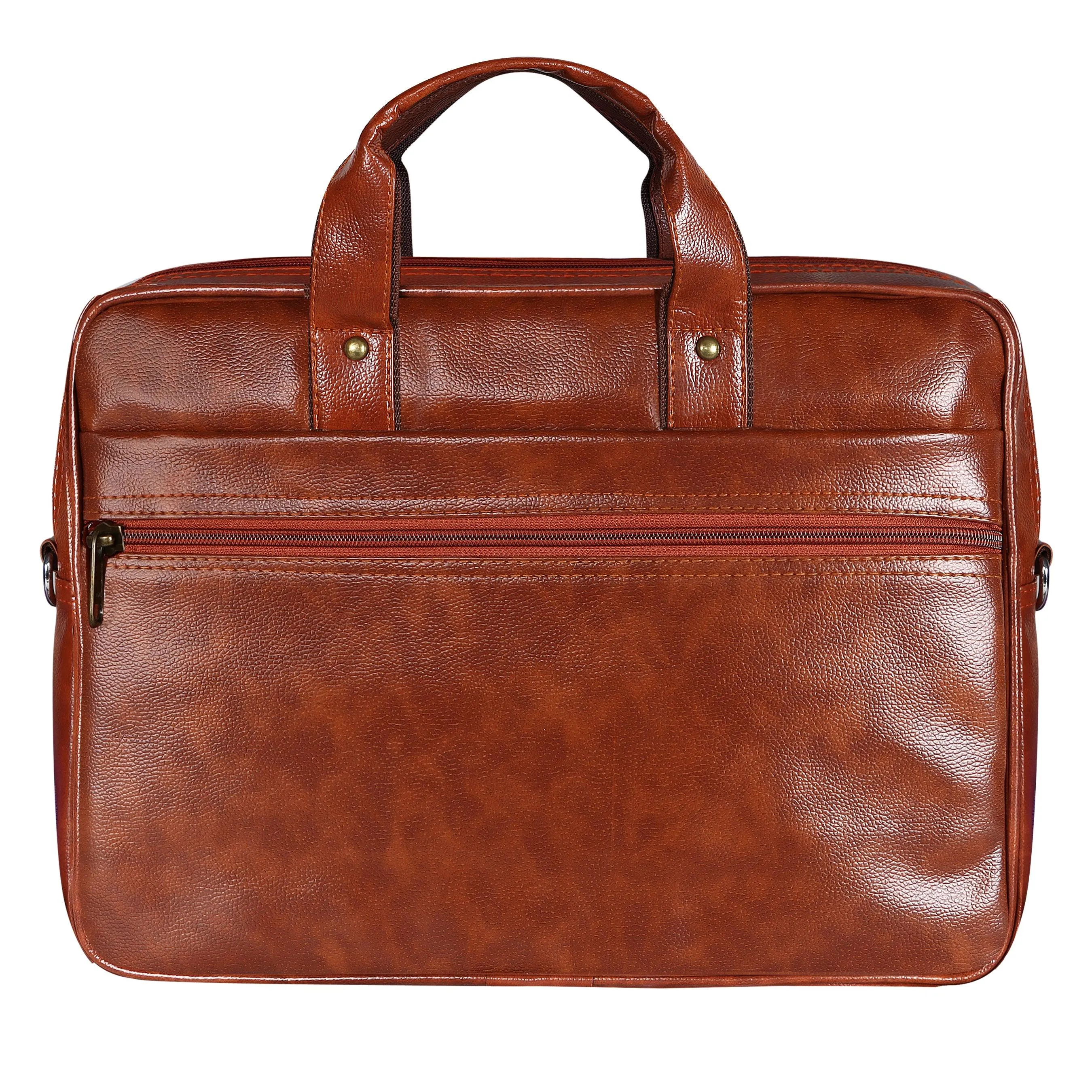 Jaxer Tan Leather Laptop Messenger Bag for Men - JXRMB013