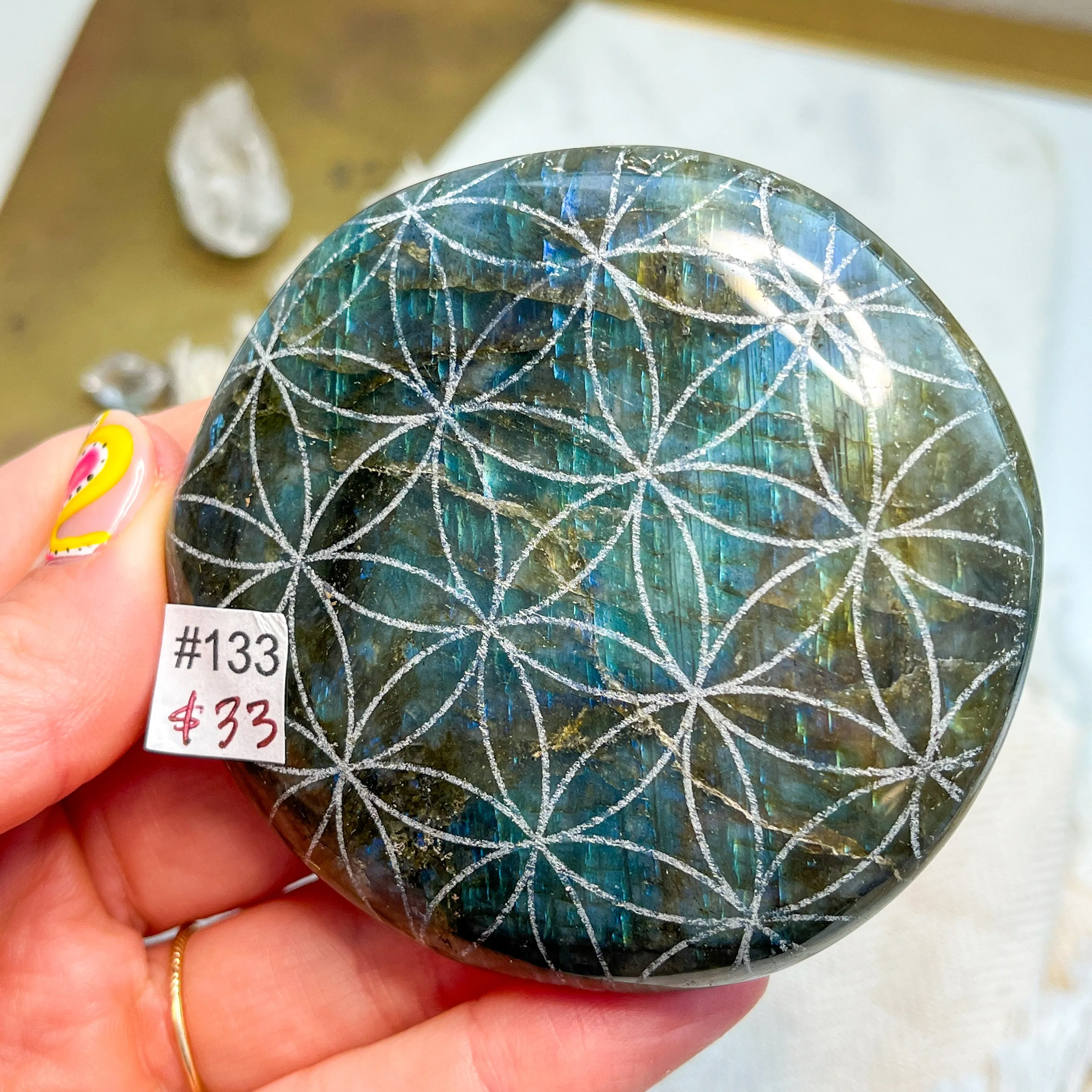 Labradorite Engraved with Mandala or Flower of Life *YOU PICK or Intuitively Selected*