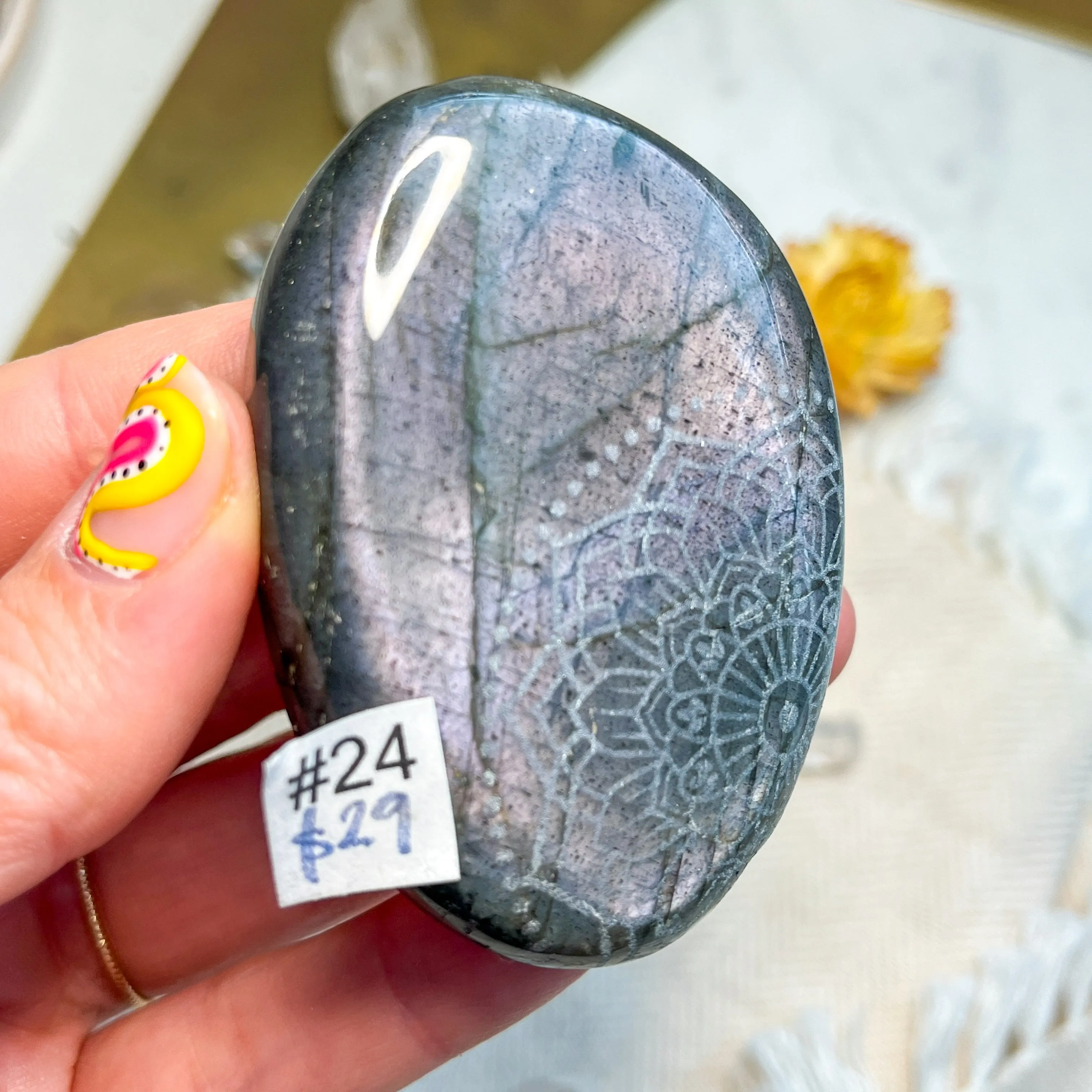 Labradorite Engraved with Mandala or Flower of Life *YOU PICK or Intuitively Selected*