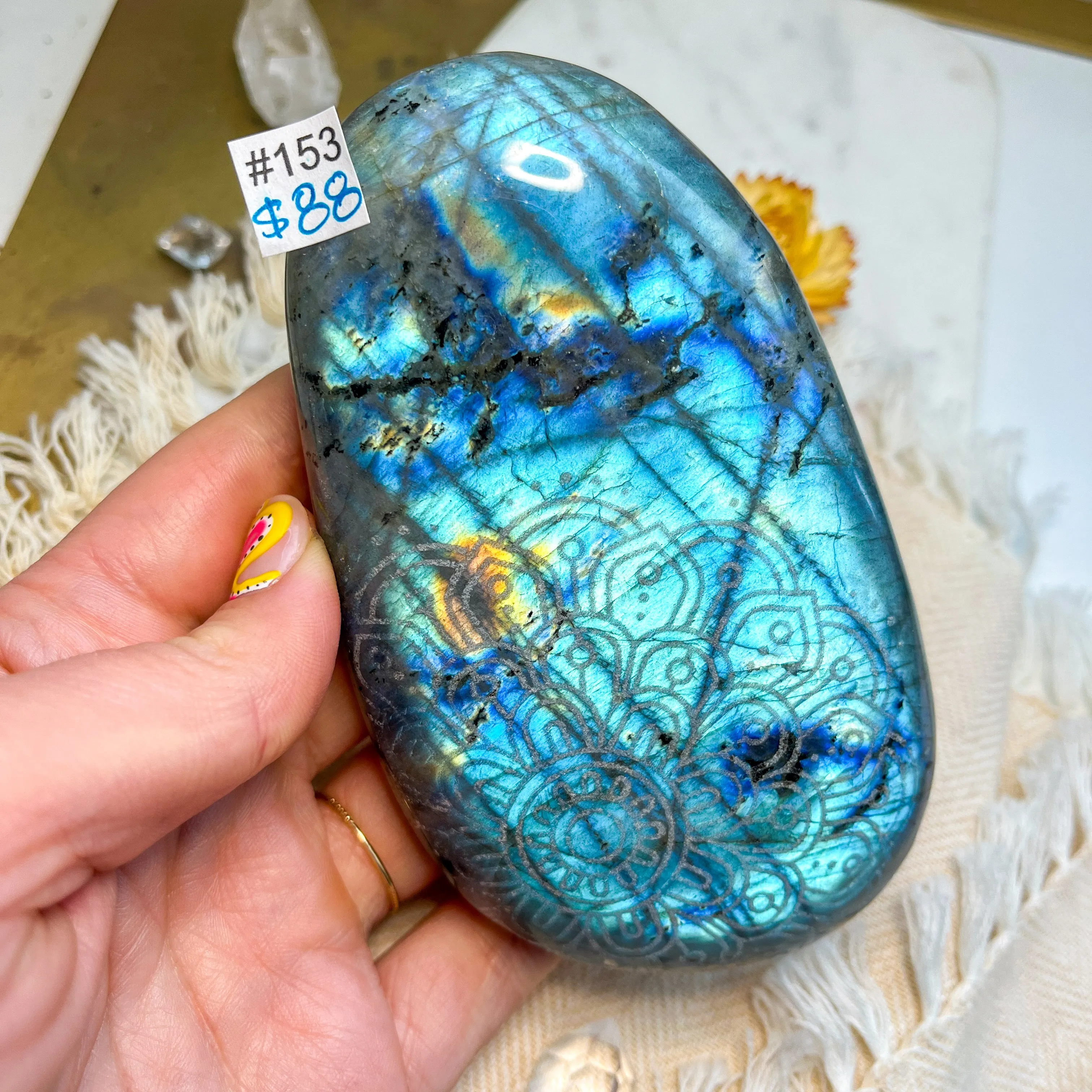 Labradorite Engraved with Mandala or Flower of Life *YOU PICK or Intuitively Selected*