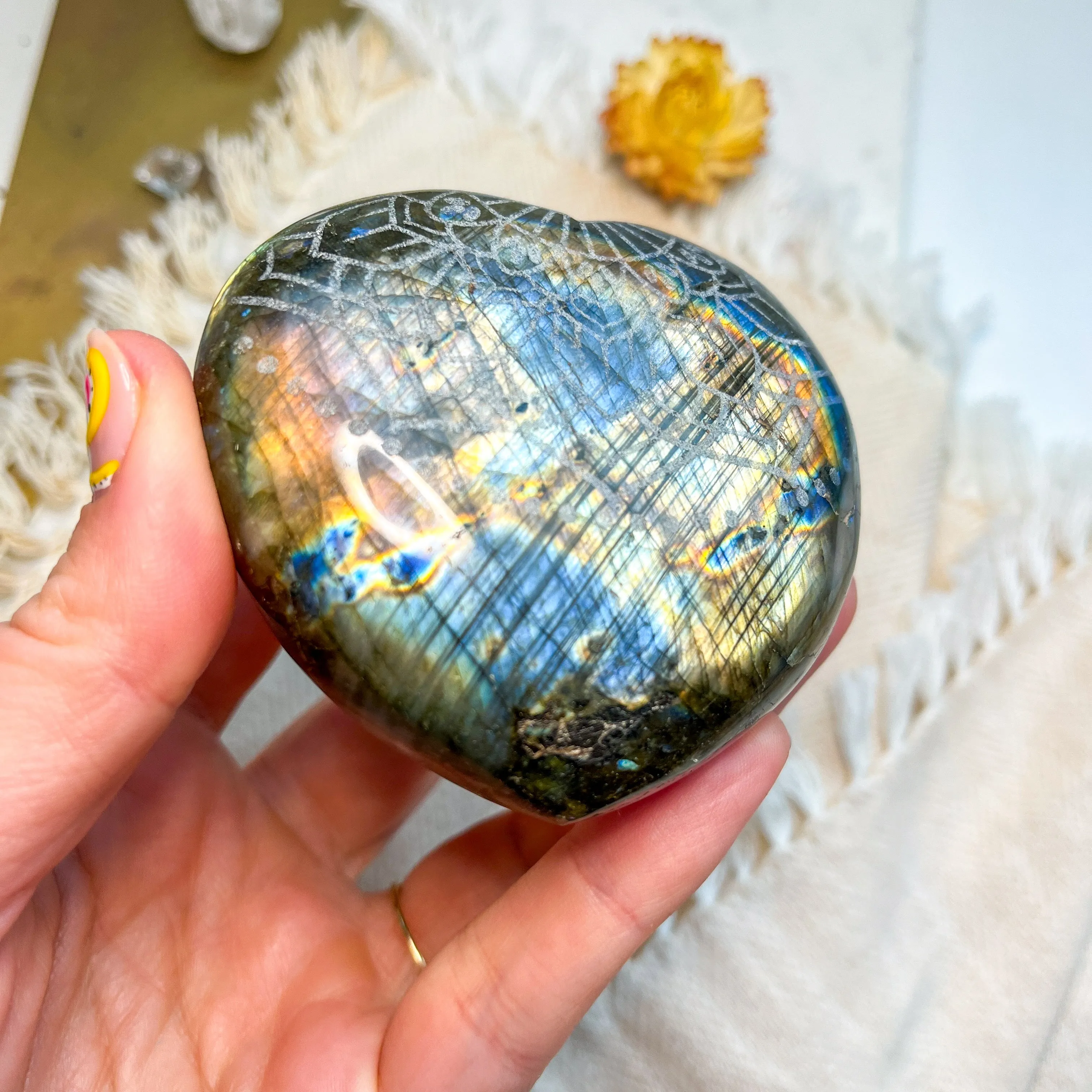 Labradorite Engraved with Mandala or Flower of Life *YOU PICK or Intuitively Selected*