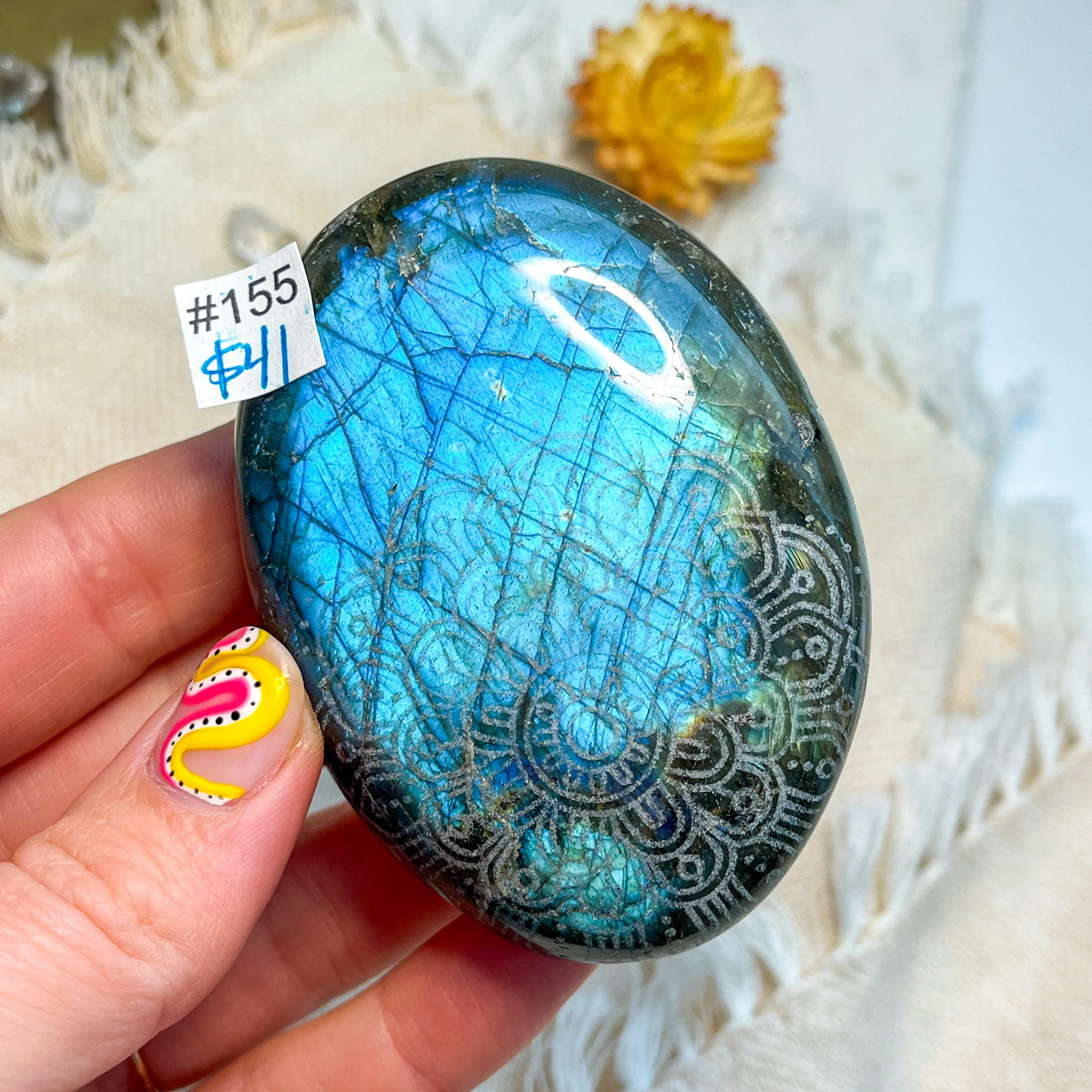 Labradorite Engraved with Mandala or Flower of Life *YOU PICK or Intuitively Selected*