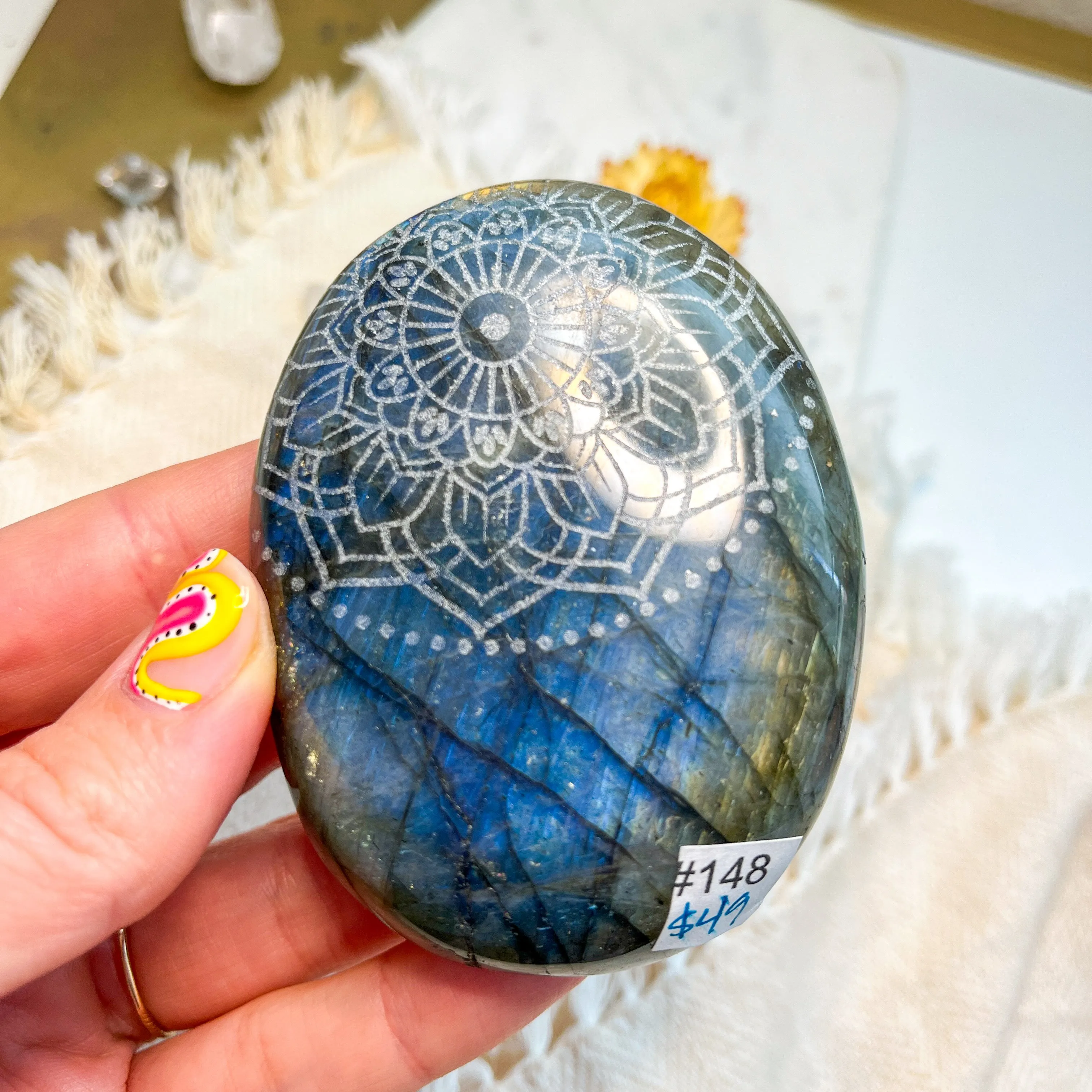 Labradorite Engraved with Mandala or Flower of Life *YOU PICK or Intuitively Selected*