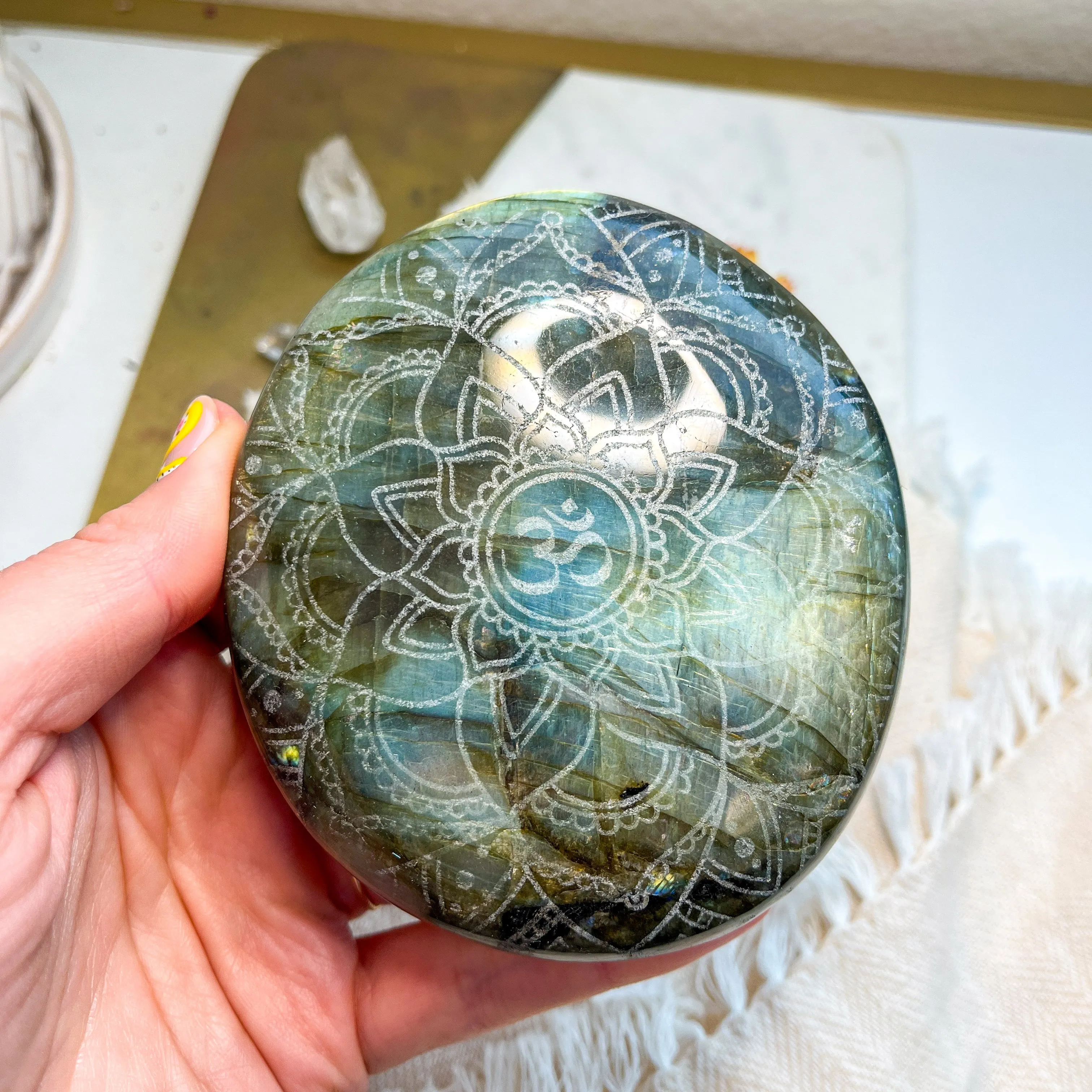 Labradorite Engraved with Mandala or Flower of Life *YOU PICK or Intuitively Selected*