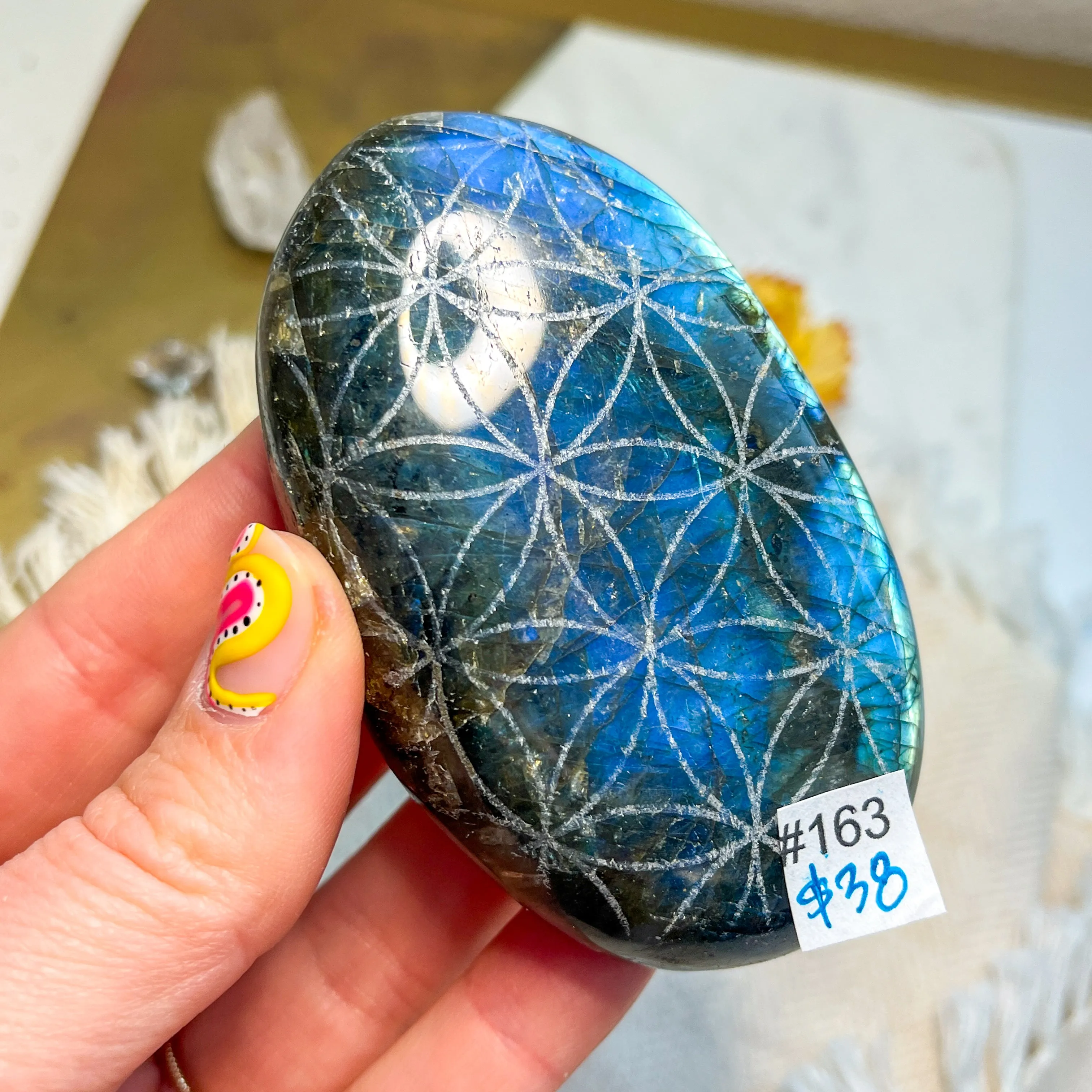 Labradorite Engraved with Mandala or Flower of Life *YOU PICK or Intuitively Selected*