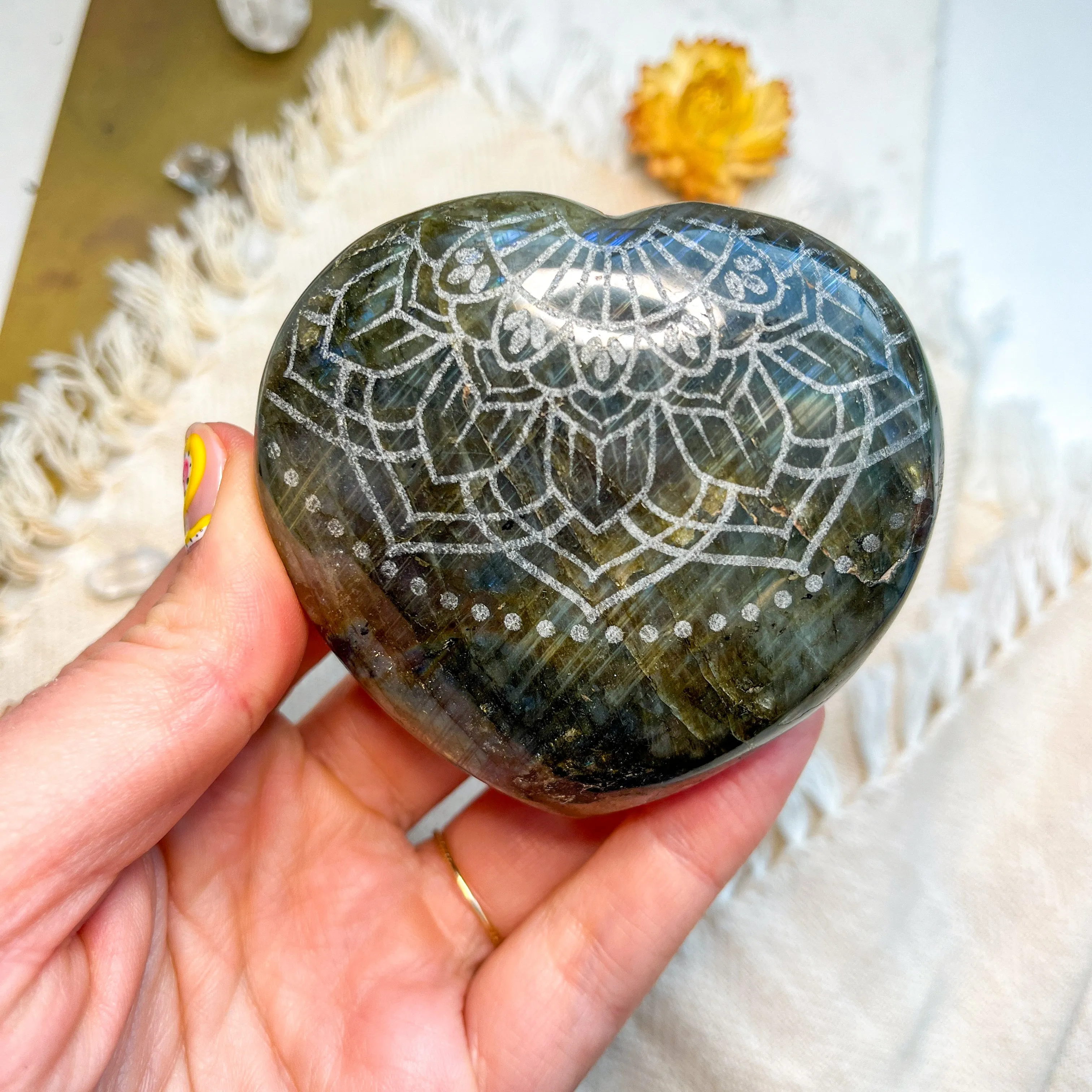 Labradorite Engraved with Mandala or Flower of Life *YOU PICK or Intuitively Selected*