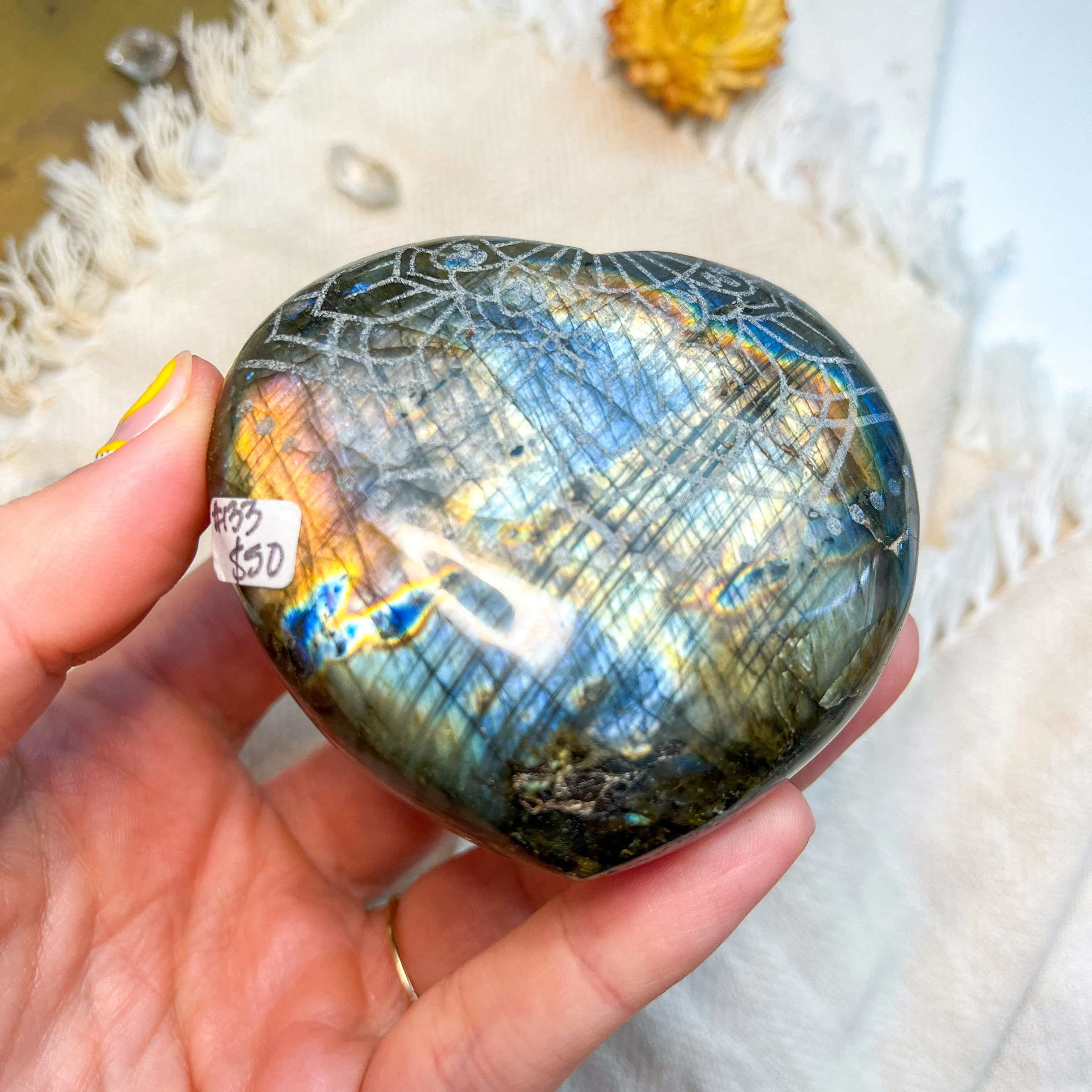 Labradorite Engraved with Mandala or Flower of Life *YOU PICK or Intuitively Selected*