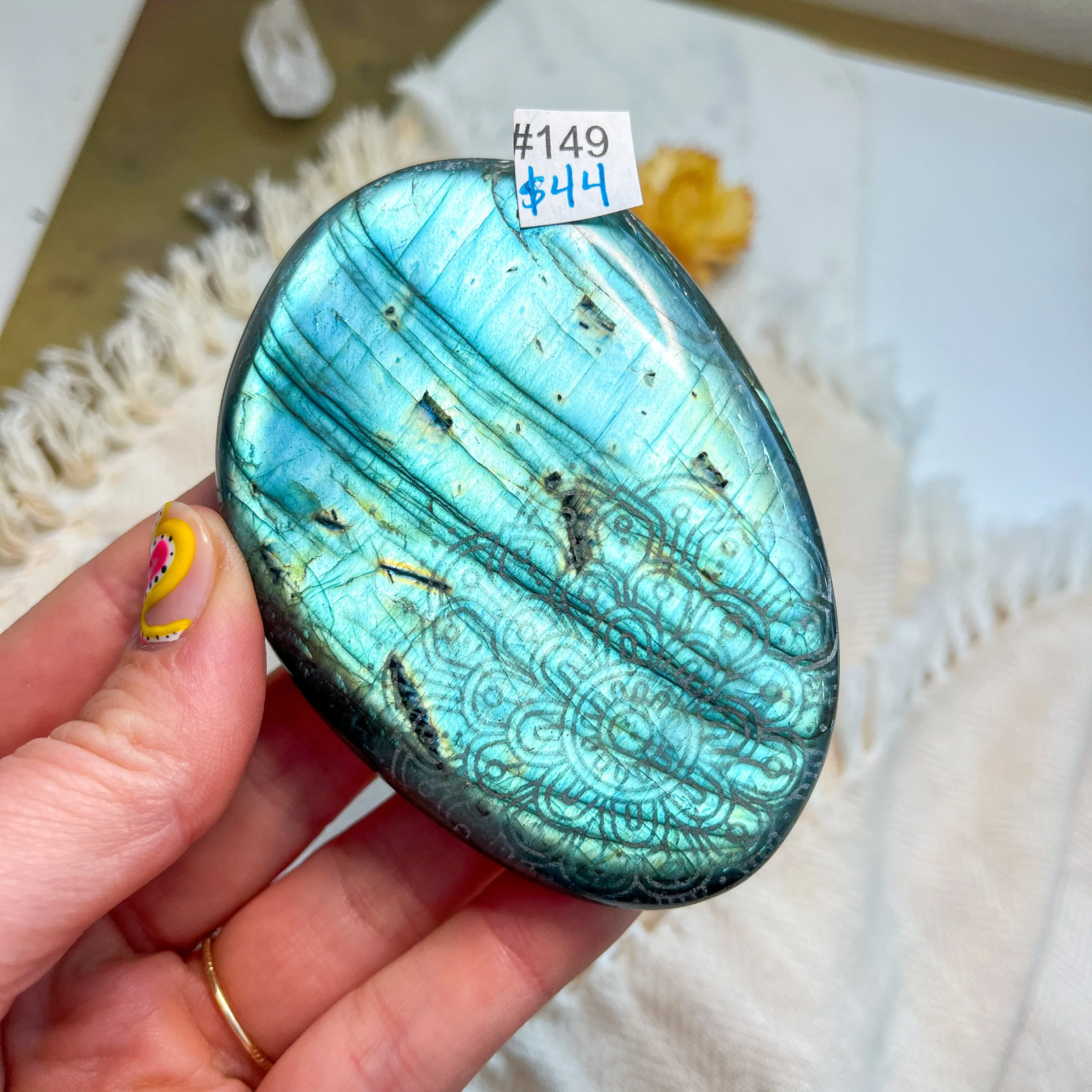 Labradorite Engraved with Mandala or Flower of Life *YOU PICK or Intuitively Selected*