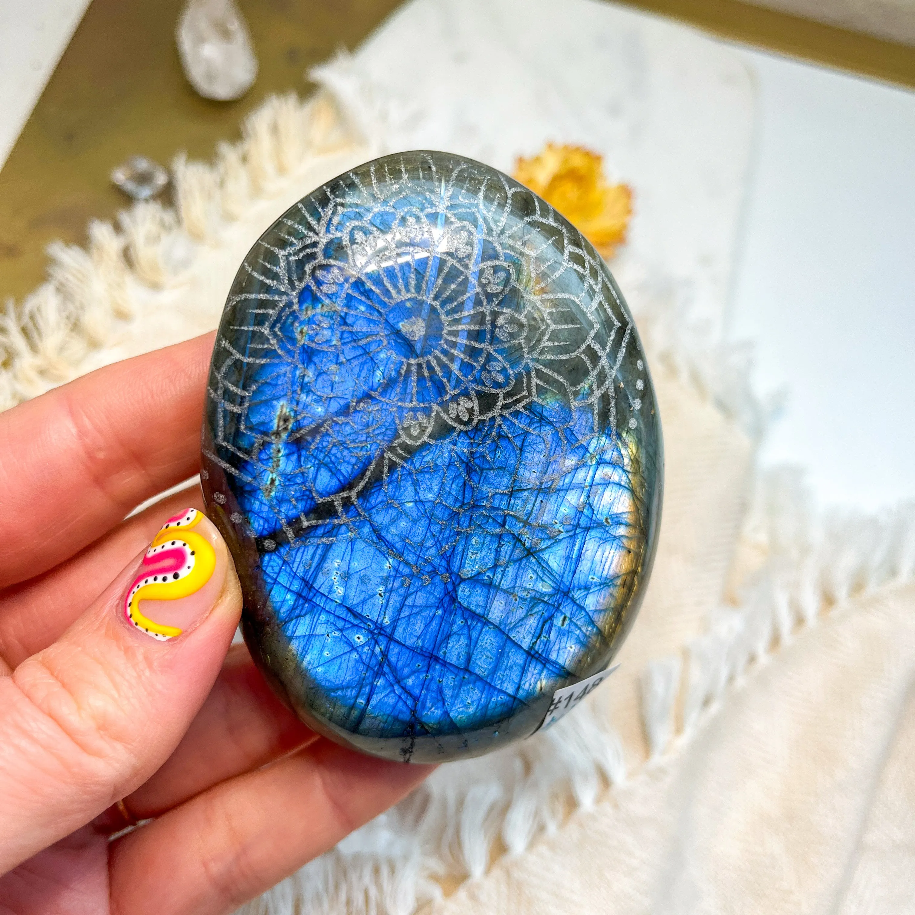 Labradorite Engraved with Mandala or Flower of Life *YOU PICK or Intuitively Selected*