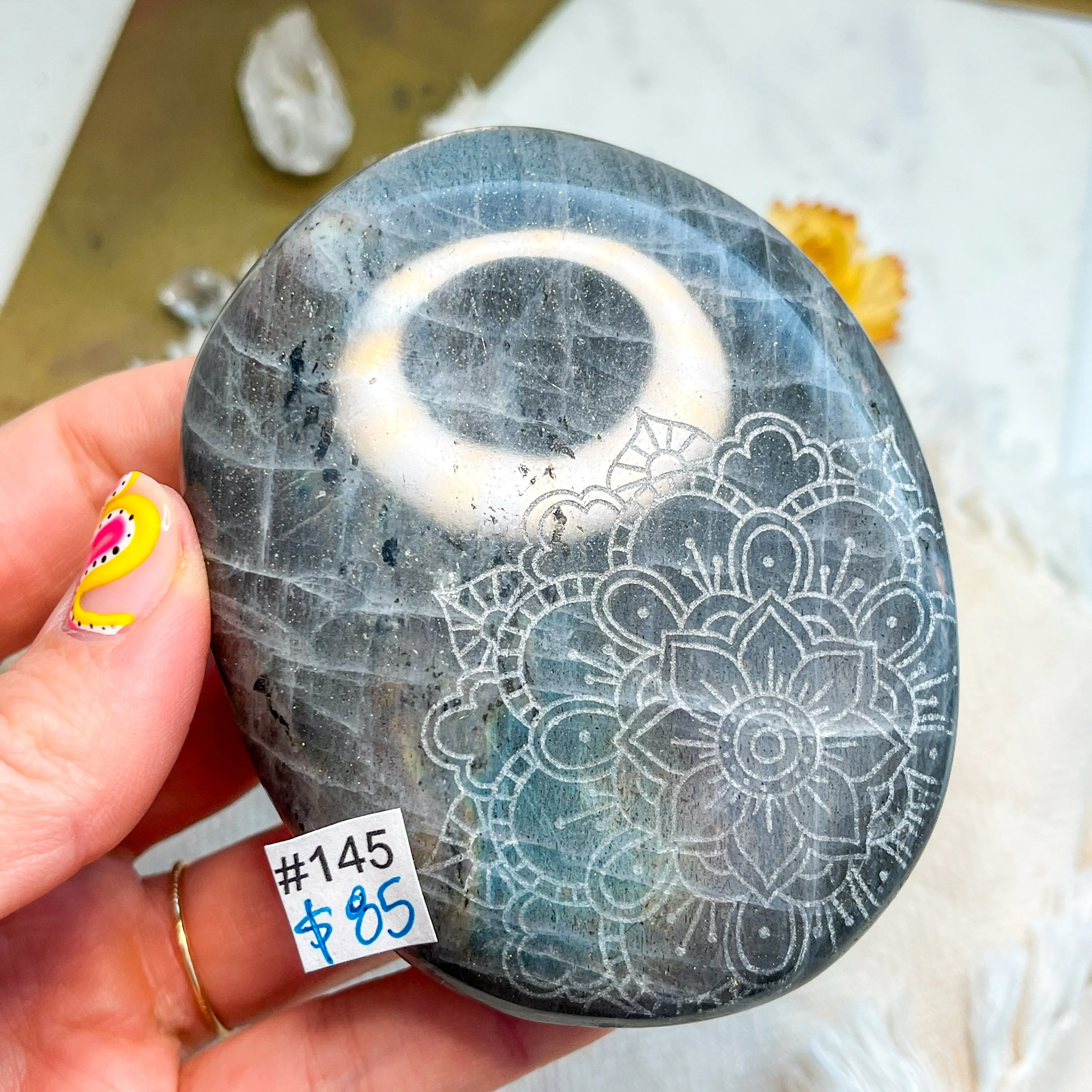 Labradorite Engraved with Mandala or Flower of Life *YOU PICK or Intuitively Selected*