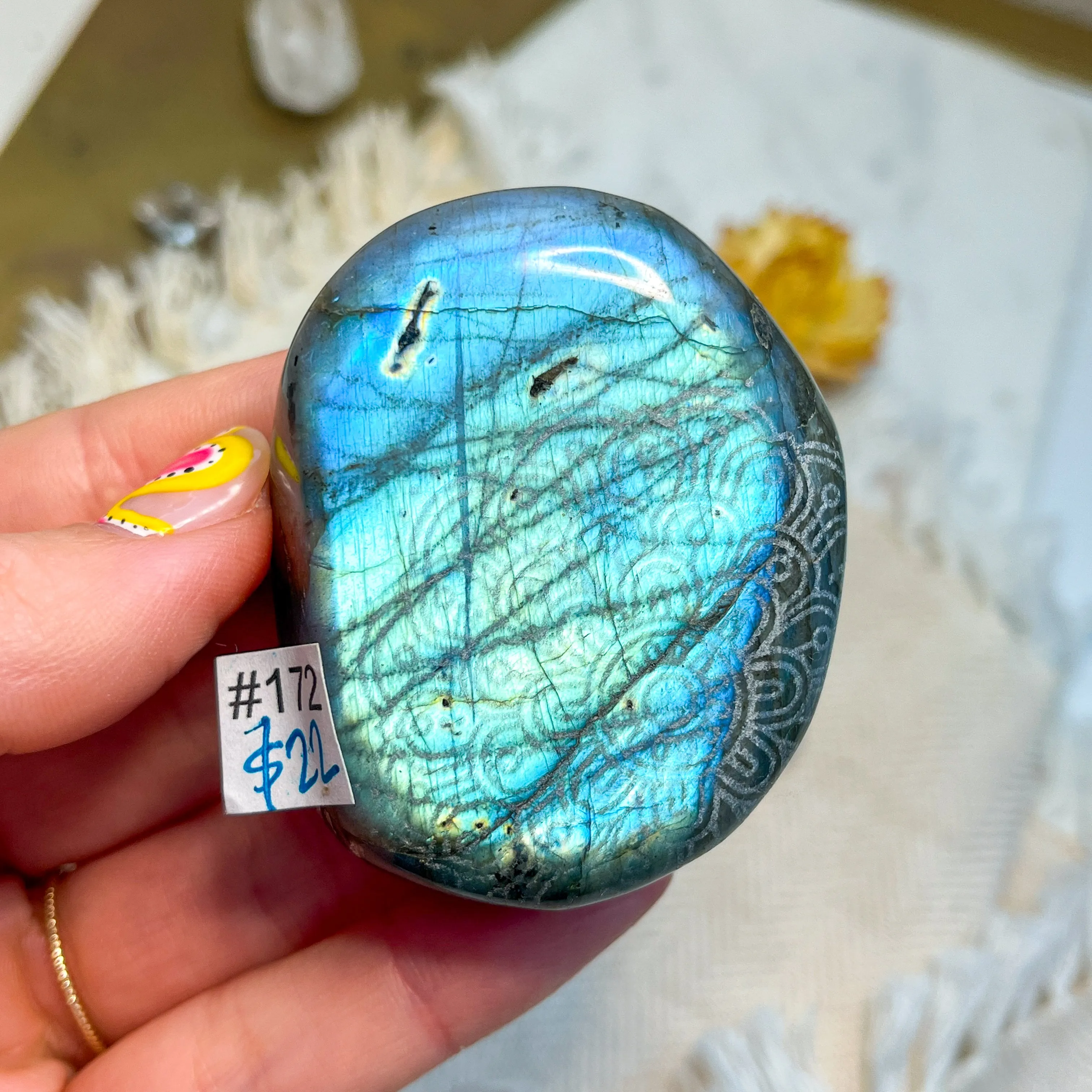 Labradorite Engraved with Mandala or Flower of Life *YOU PICK or Intuitively Selected*