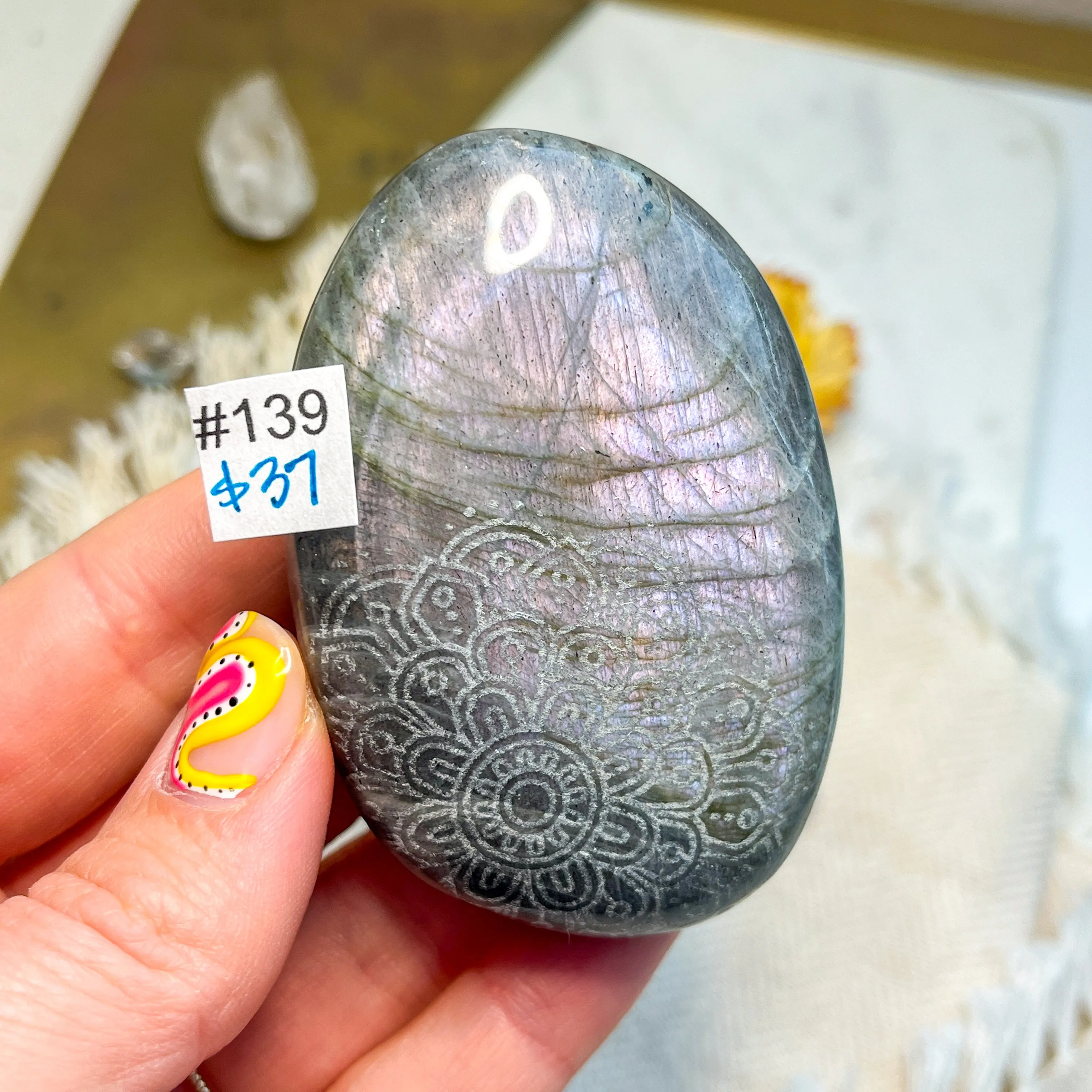 Labradorite Engraved with Mandala or Flower of Life *YOU PICK or Intuitively Selected*