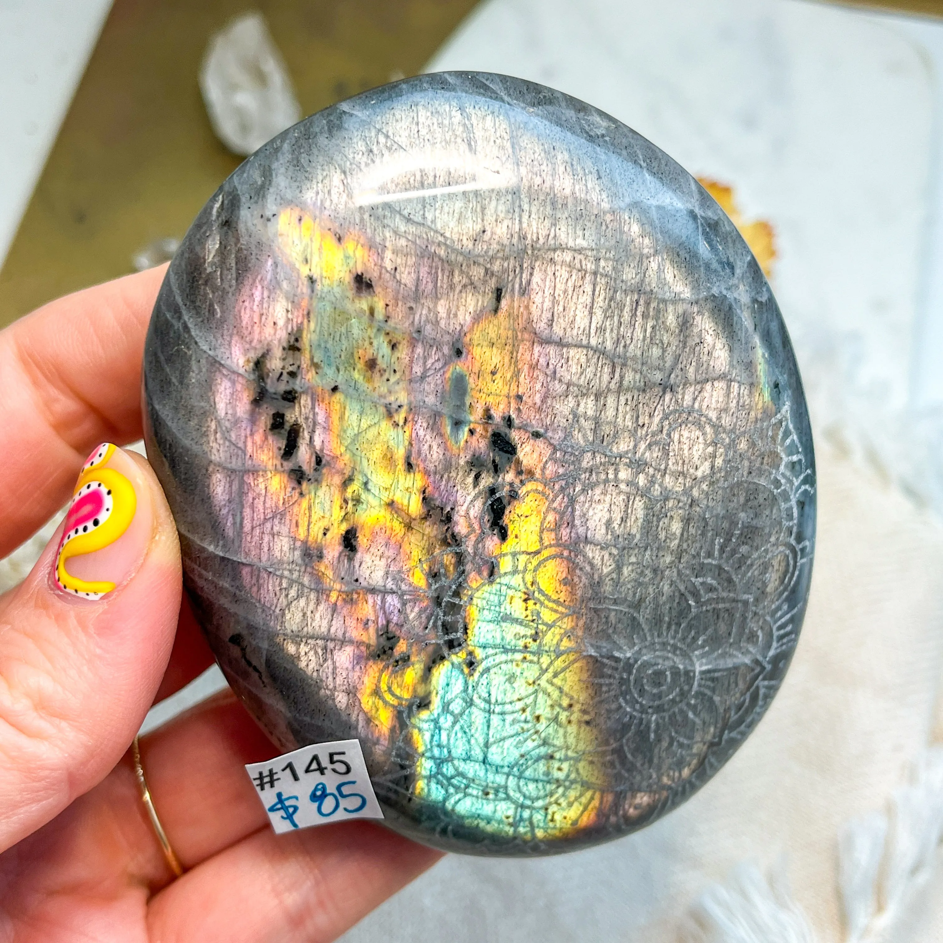 Labradorite Engraved with Mandala or Flower of Life *YOU PICK or Intuitively Selected*