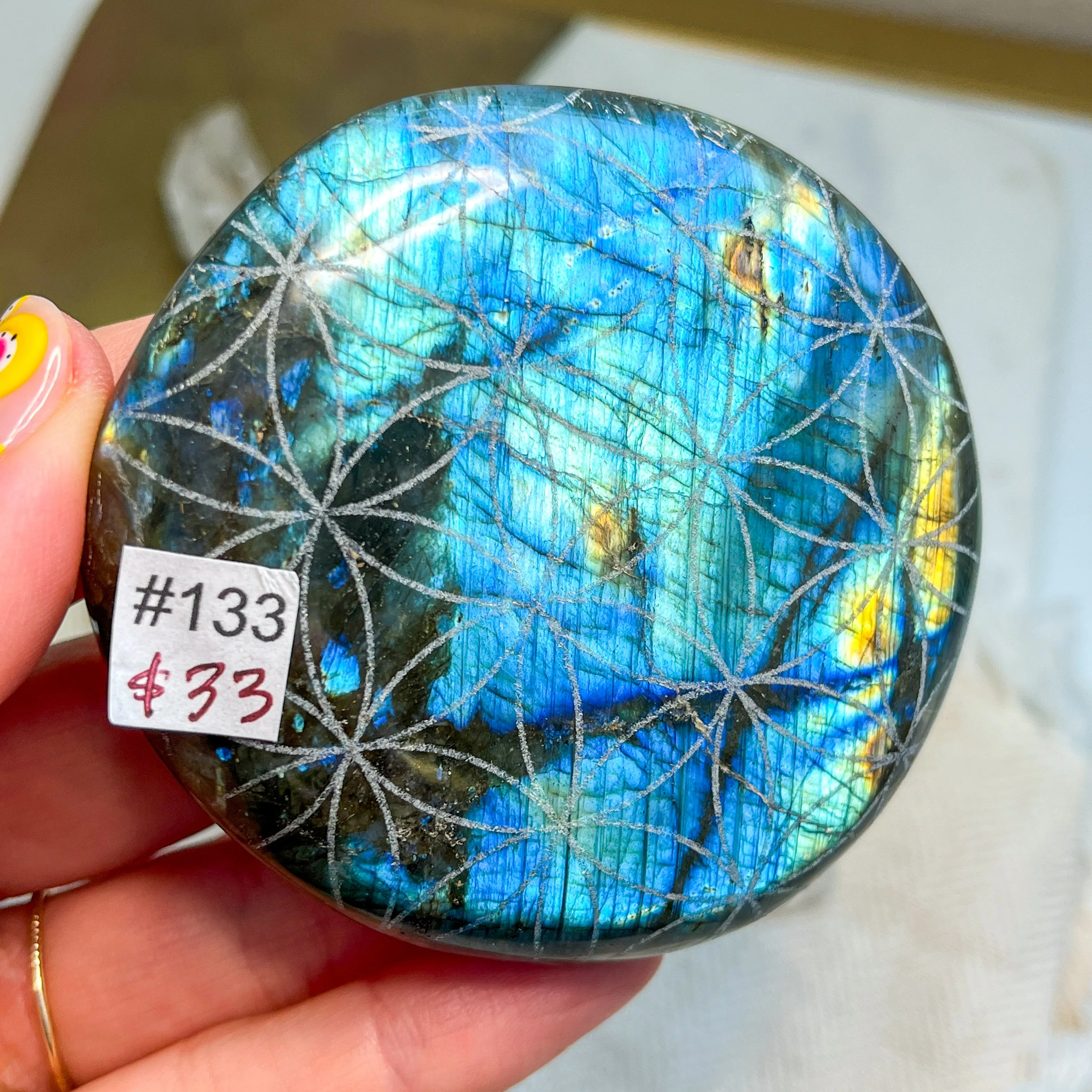 Labradorite Engraved with Mandala or Flower of Life *YOU PICK or Intuitively Selected*