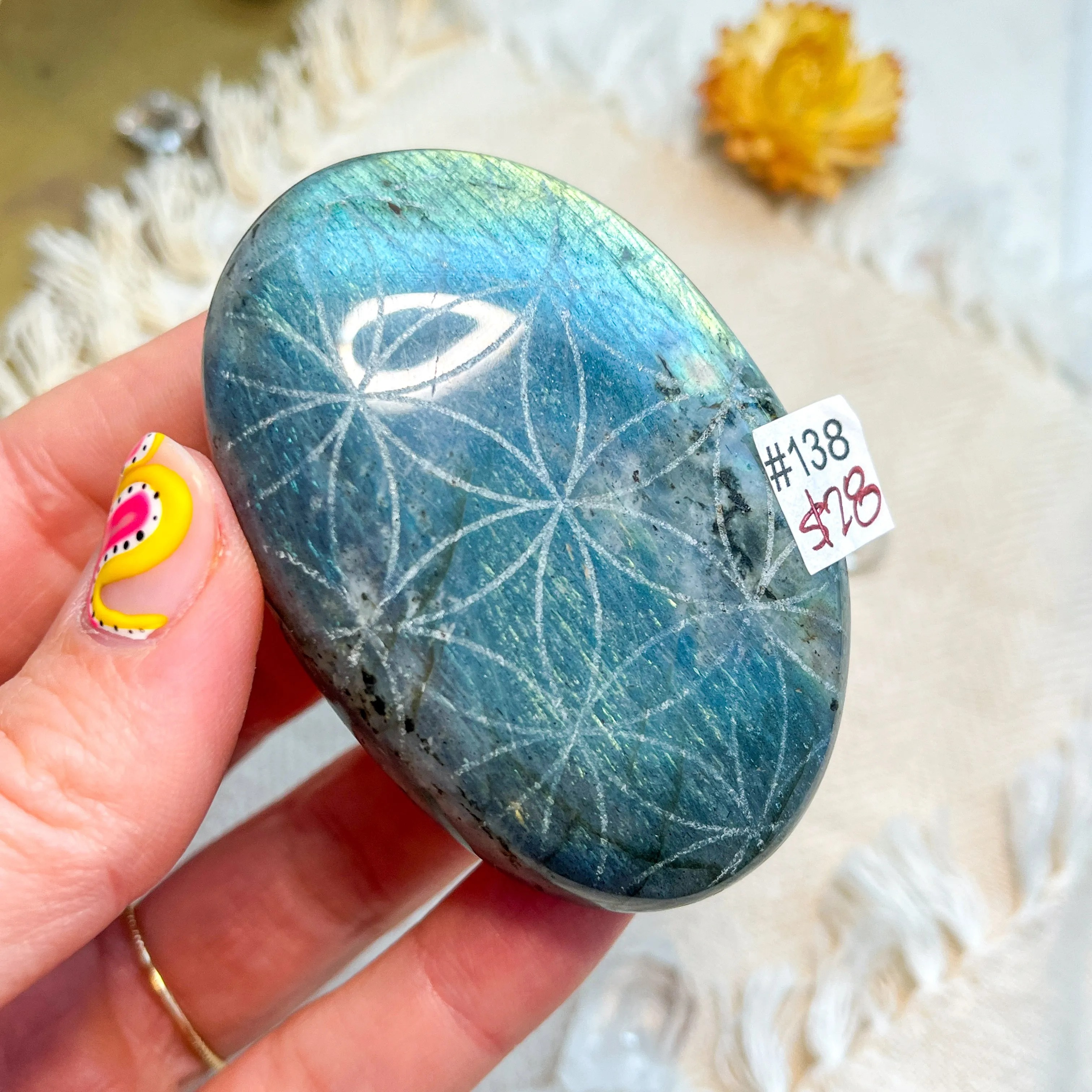 Labradorite Engraved with Mandala or Flower of Life *YOU PICK or Intuitively Selected*