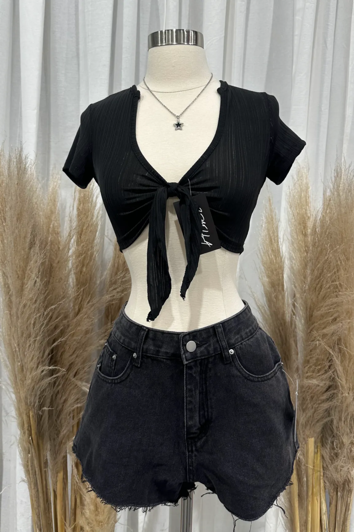 Lani Tie Front Top (Black)