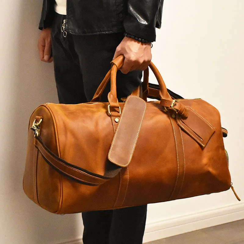 Leather Duffle Bag/Monogrammed Leather Weekender Bag/Leather Holdall/Overnight Bag For Men
