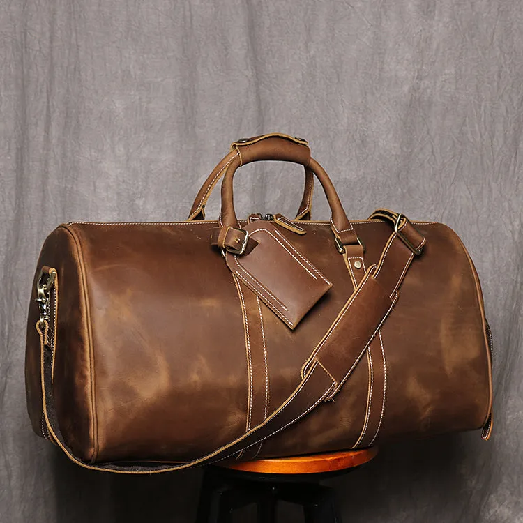 Leather Duffle Bag/Monogrammed Leather Weekender Bag/Leather Holdall/Overnight Bag For Men