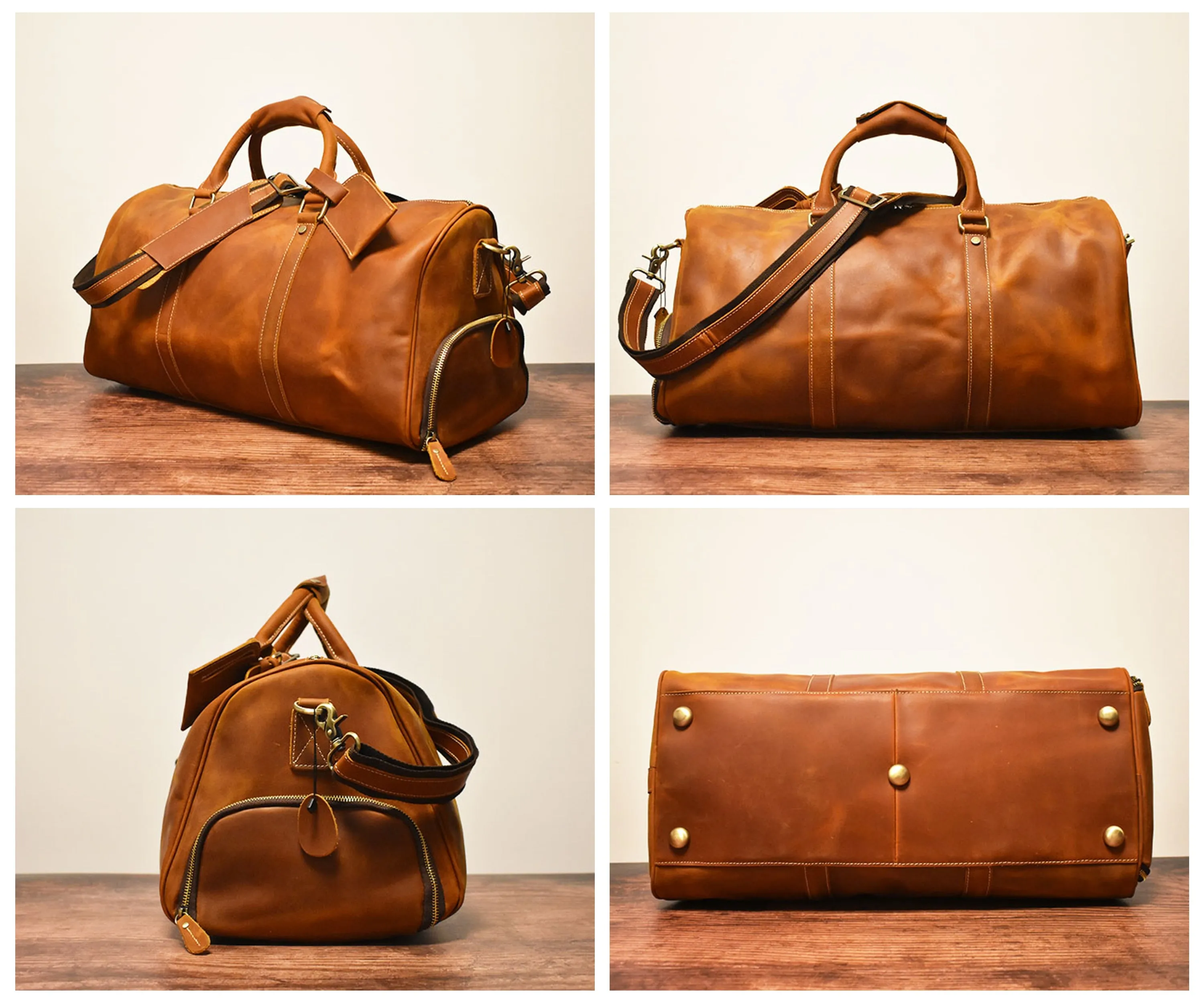Leather Duffle Bag/Monogrammed Leather Weekender Bag/Leather Holdall/Overnight Bag For Men