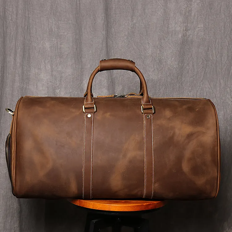 Leather Duffle Bag/Monogrammed Leather Weekender Bag/Leather Holdall/Overnight Bag For Men