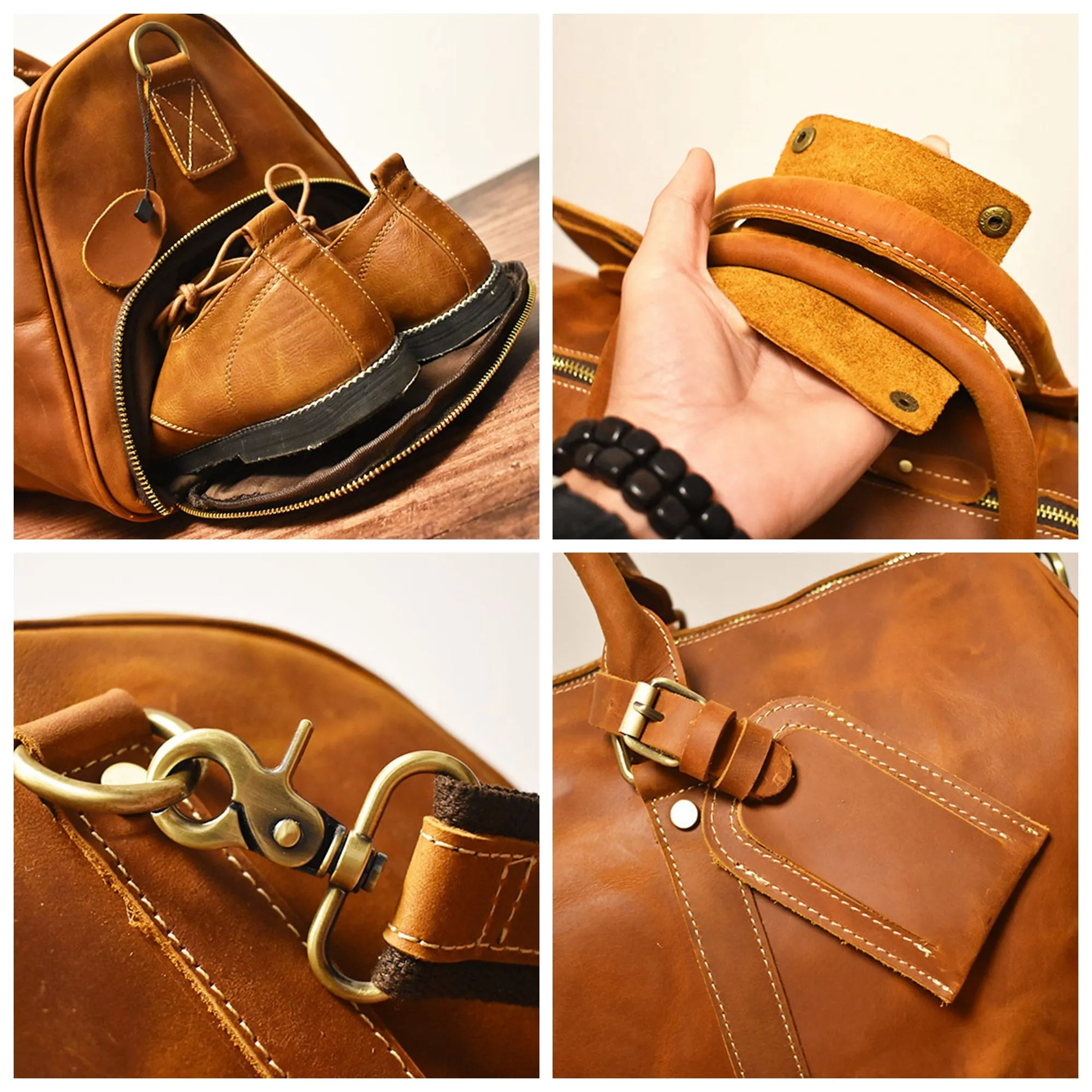 Leather Duffle Bag/Monogrammed Leather Weekender Bag/Leather Holdall/Overnight Bag For Men