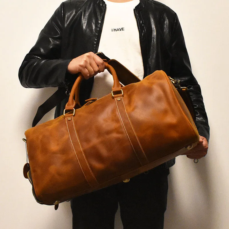 Leather Duffle Bag/Monogrammed Leather Weekender Bag/Leather Holdall/Overnight Bag For Men