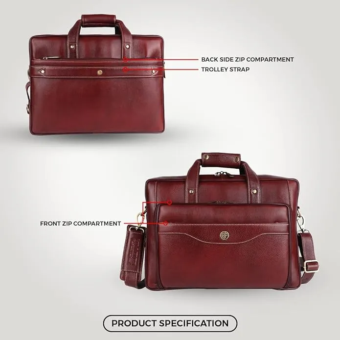 Leather Office Laptop Bags For Mens - Fits Up to 16-inch Laptop/MacBook - 1 Year Warranty Included