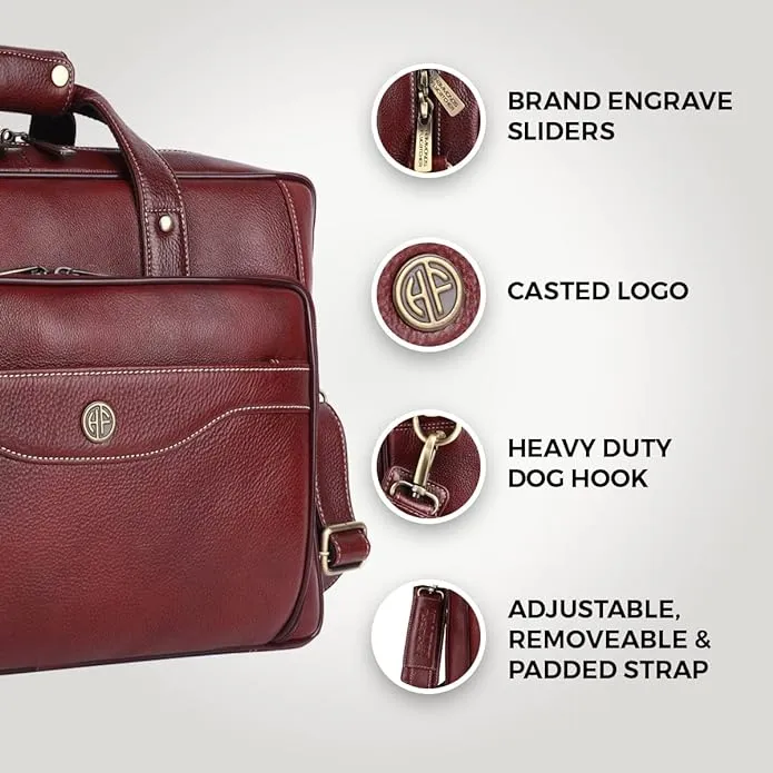 Leather Office Laptop Bags For Mens - Fits Up to 16-inch Laptop/MacBook - 1 Year Warranty Included