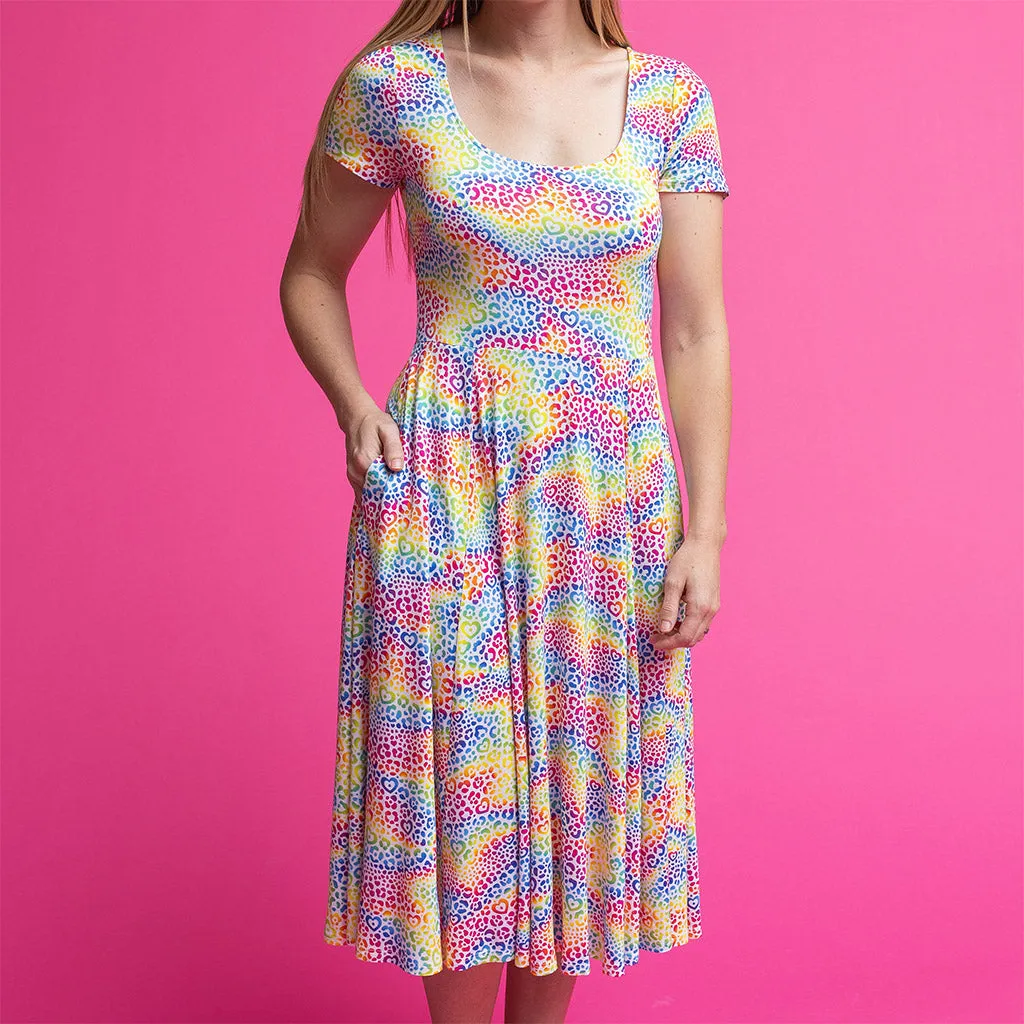 Lisa Frank® I Love Rainbow Leopard Women's Scoop Midi Dress