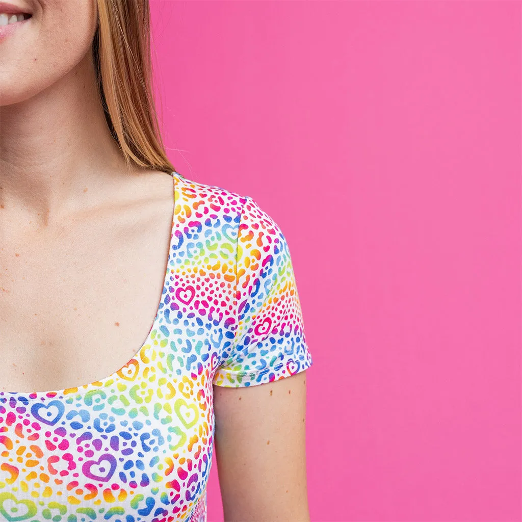 Lisa Frank® I Love Rainbow Leopard Women's Scoop Midi Dress