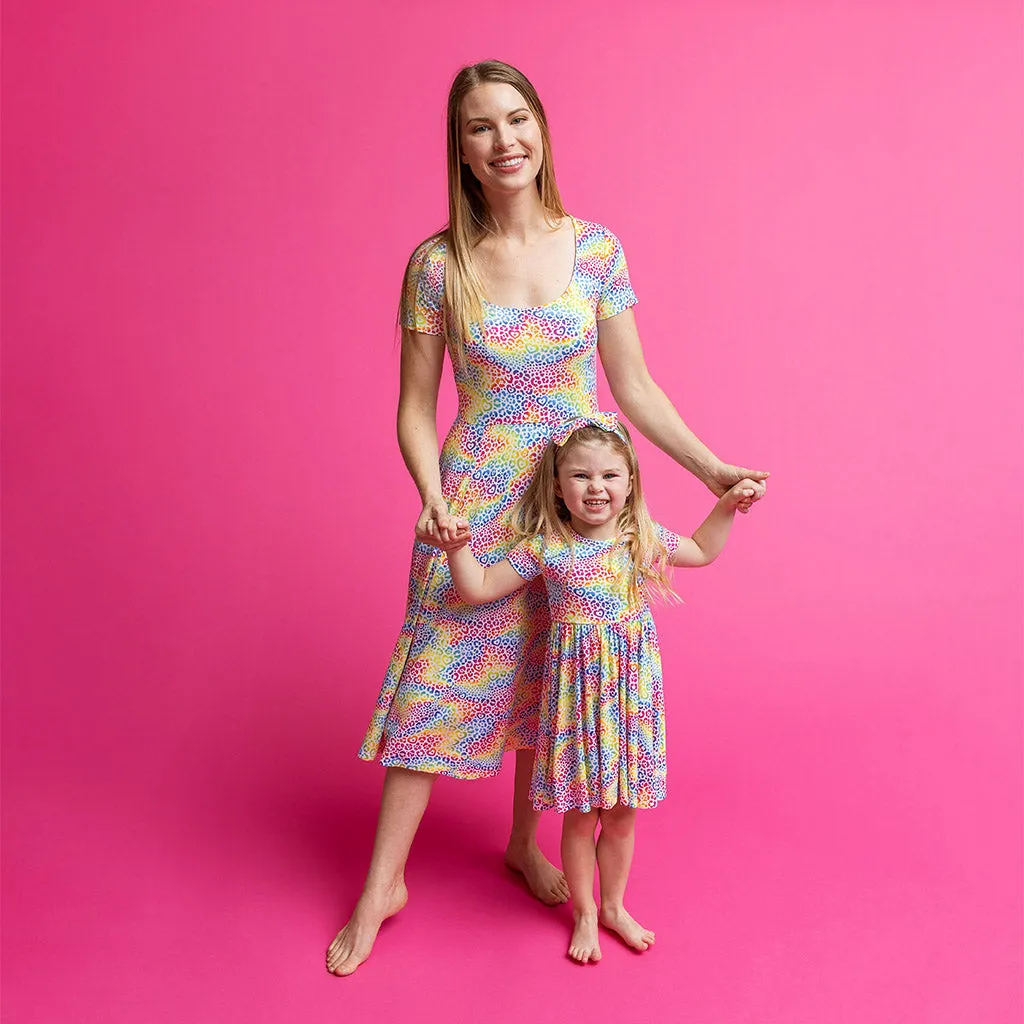 Lisa Frank® I Love Rainbow Leopard Women's Scoop Midi Dress