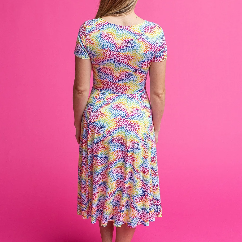 Lisa Frank® I Love Rainbow Leopard Women's Scoop Midi Dress