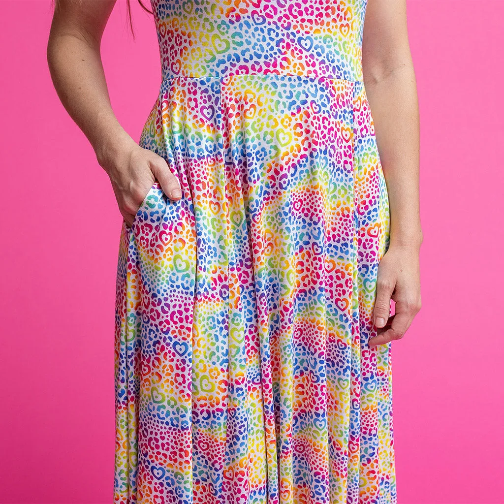 Lisa Frank® I Love Rainbow Leopard Women's Scoop Midi Dress
