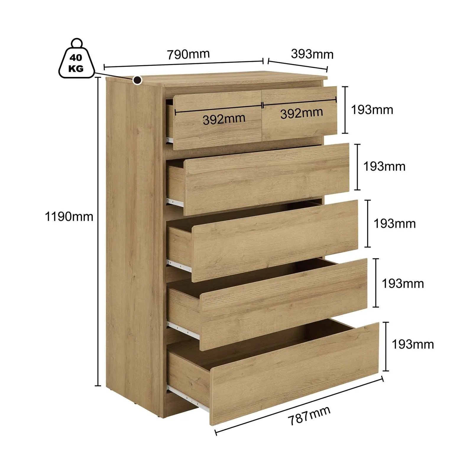 MerryLuk 12 Drawers Double Chest of Drawers