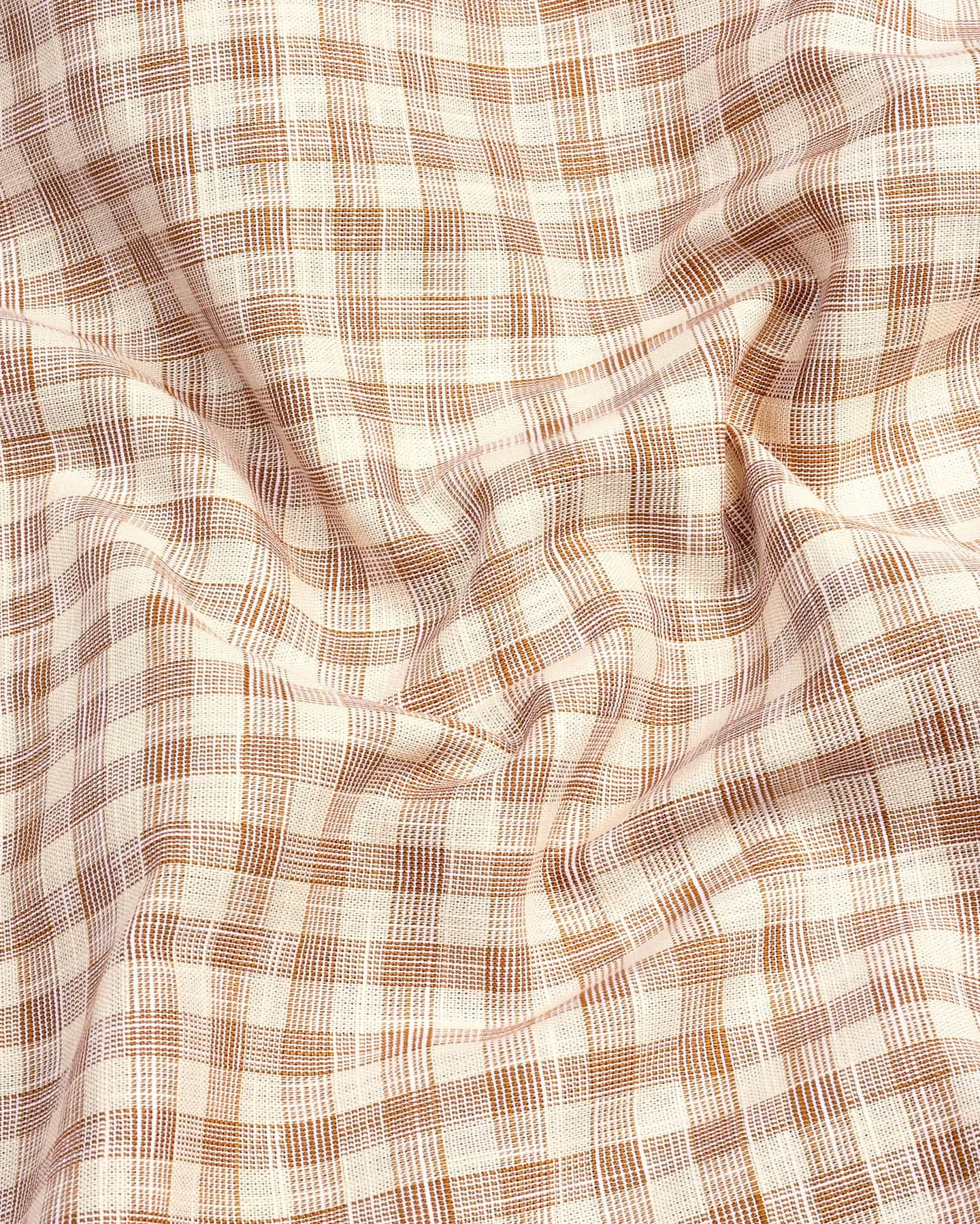 Merton Cream Check Amsler Linen Formal Cotton Shirt