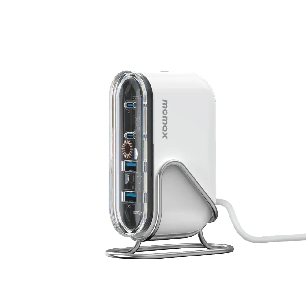 MOMAX 1 CHARGE FLOW PD 80W GAN Wall Charger 4 Ports - UK - Transparent White