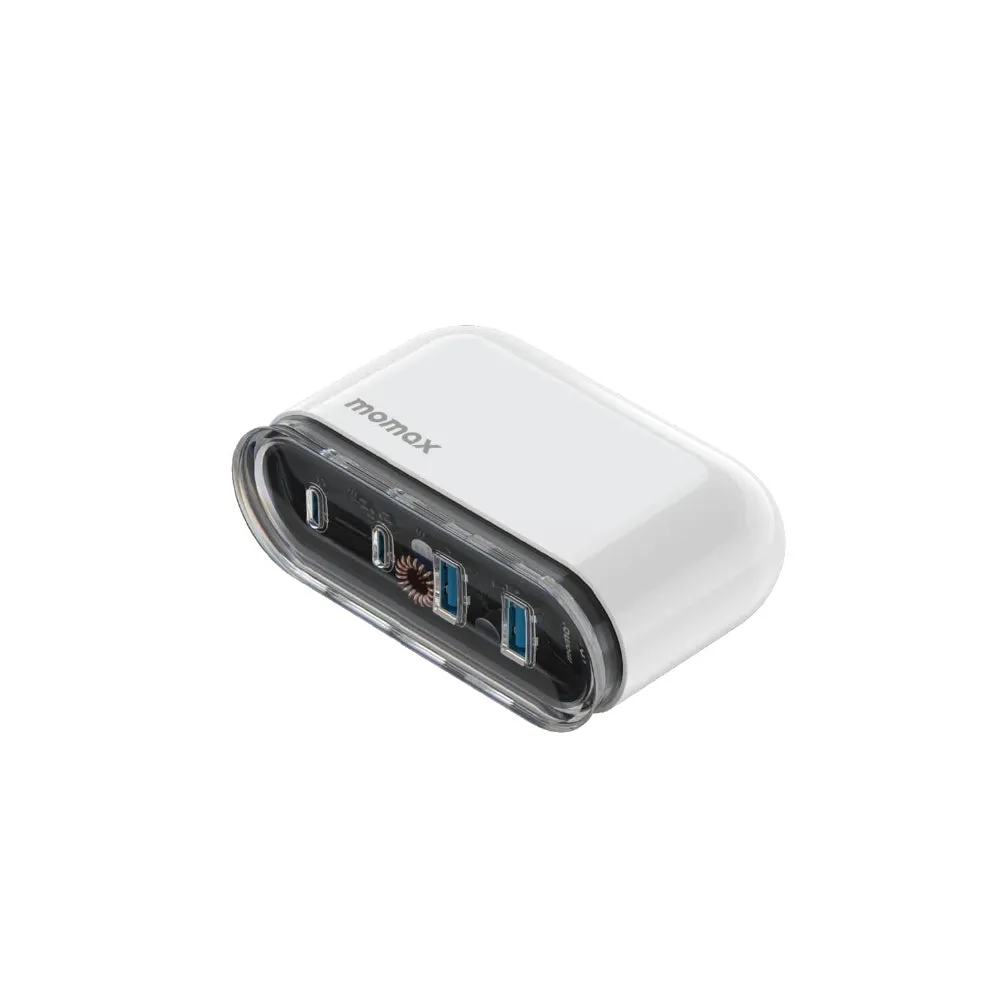 MOMAX 1 CHARGE FLOW PD 80W GAN Wall Charger 4 Ports - UK - Transparent White