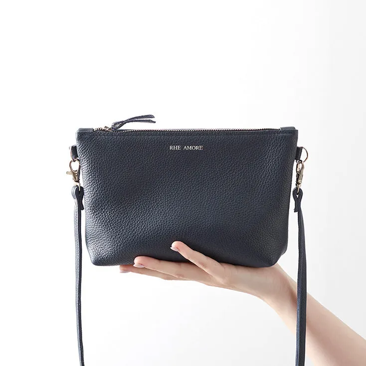 Navy Leather Crossbody Bag