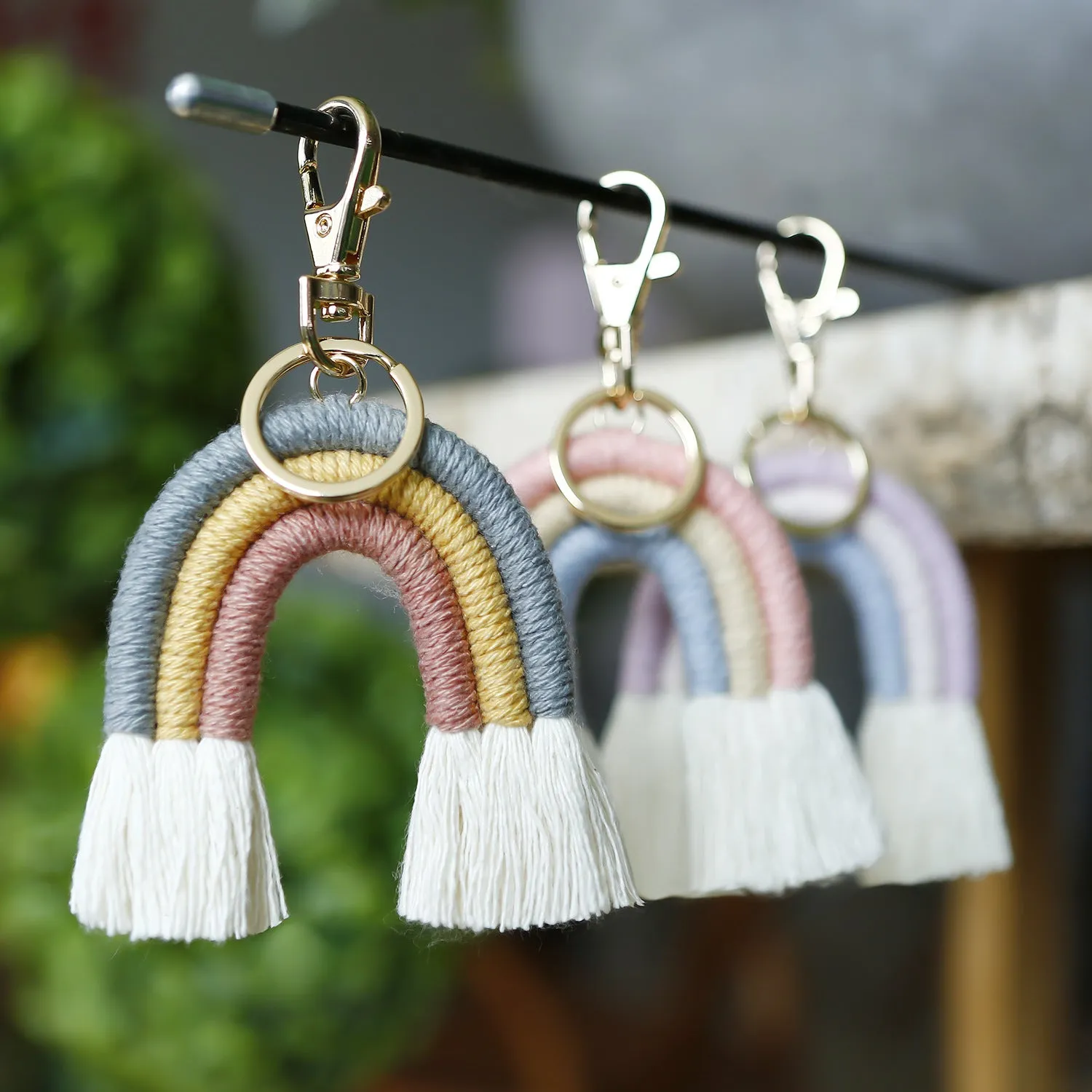 Paziye Braided Rainbow Keychain