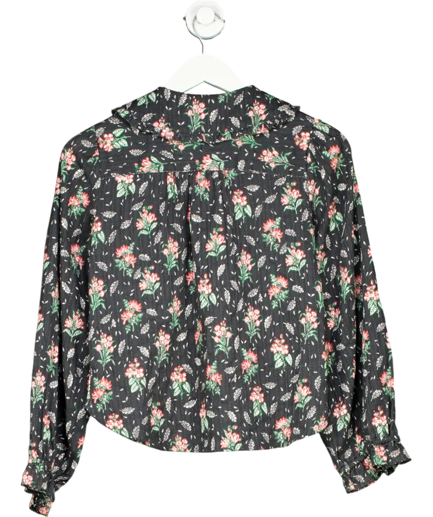Pilcro Black Collared Pin Tuck Blouse UK XS
