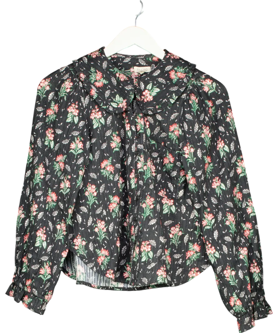 Pilcro Black Collared Pin Tuck Blouse UK XS