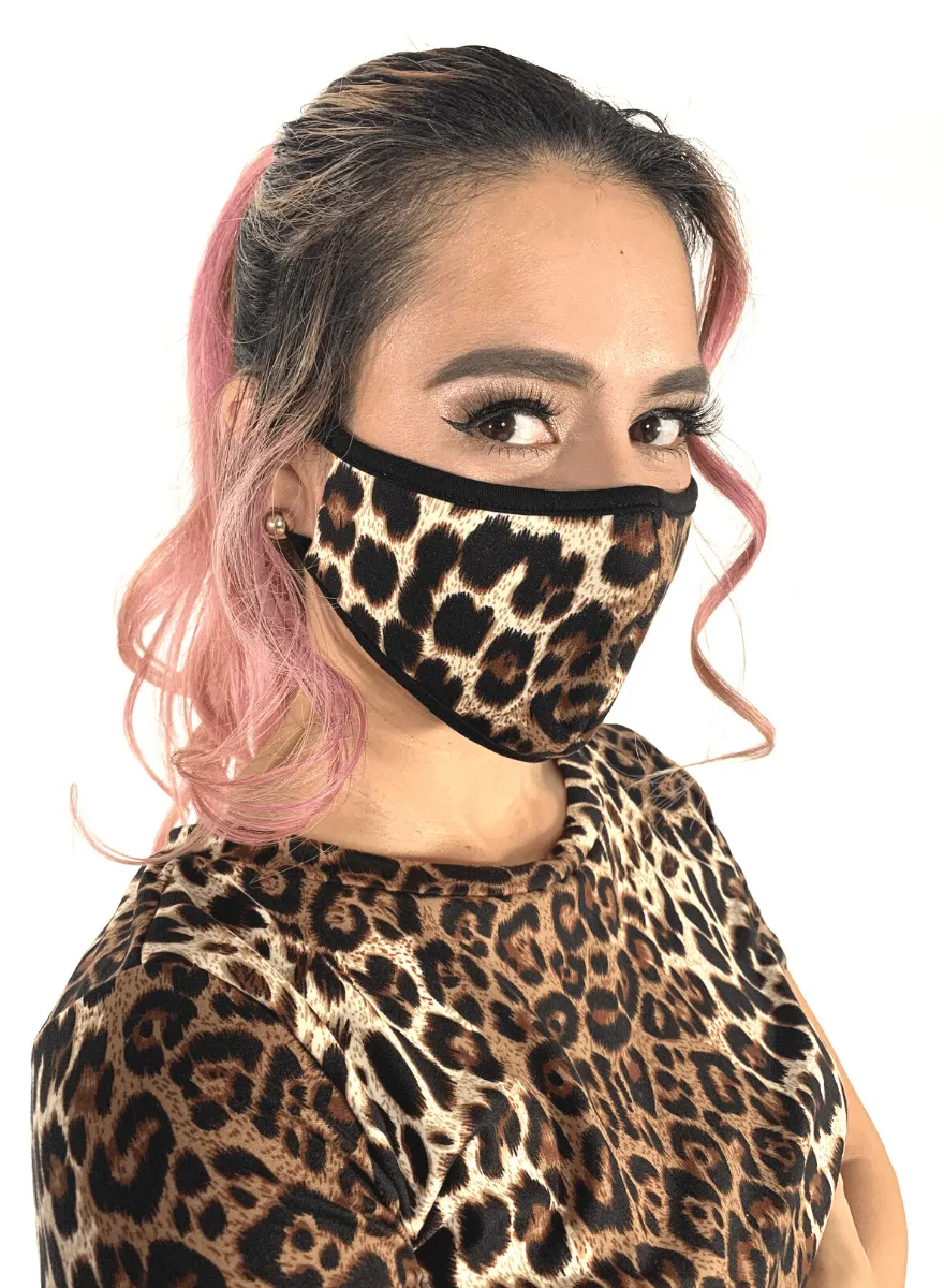 "Leopard Me" Biker Short Set with Matching Face Mask