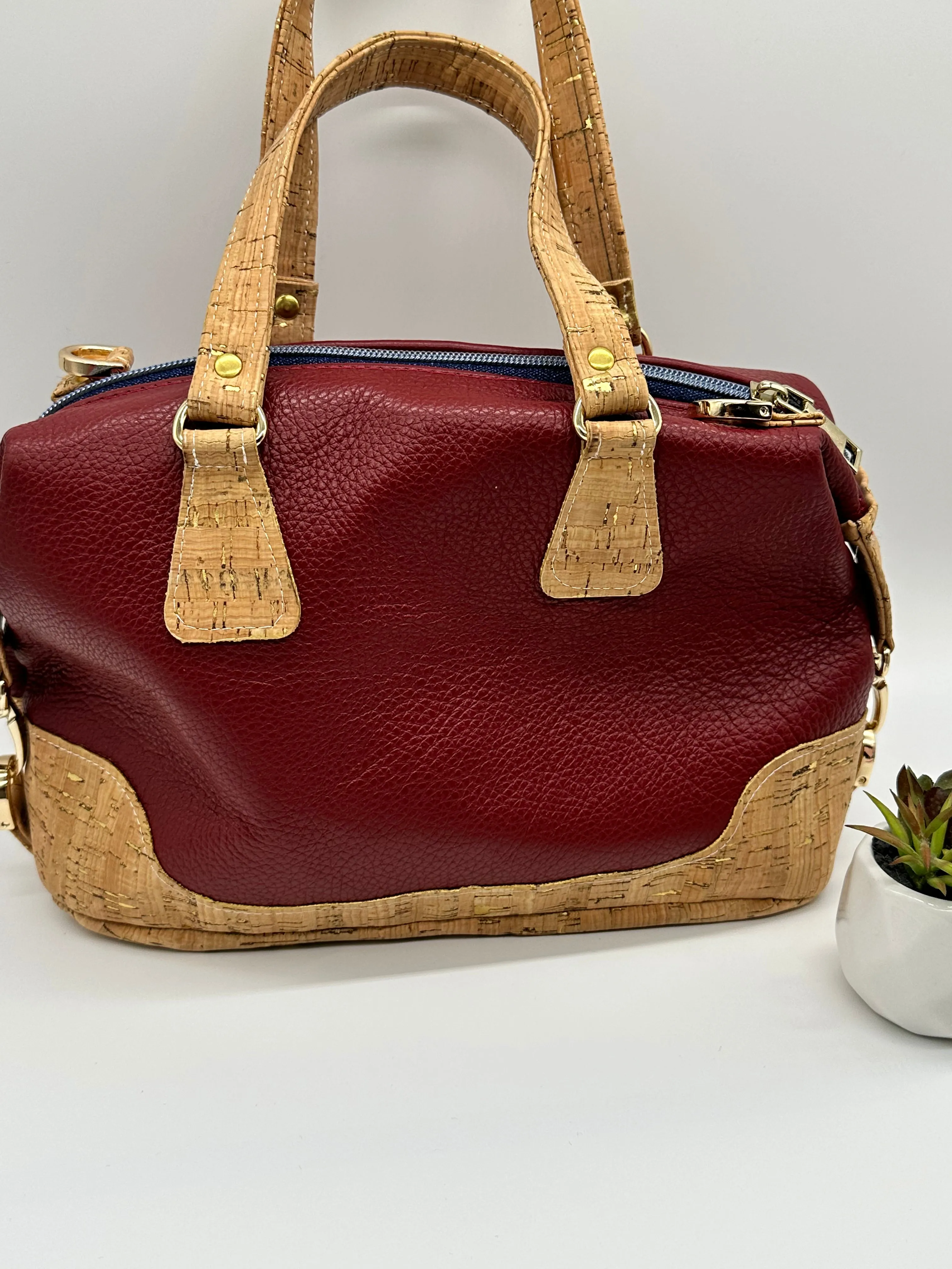Red Leather and Cork Bag