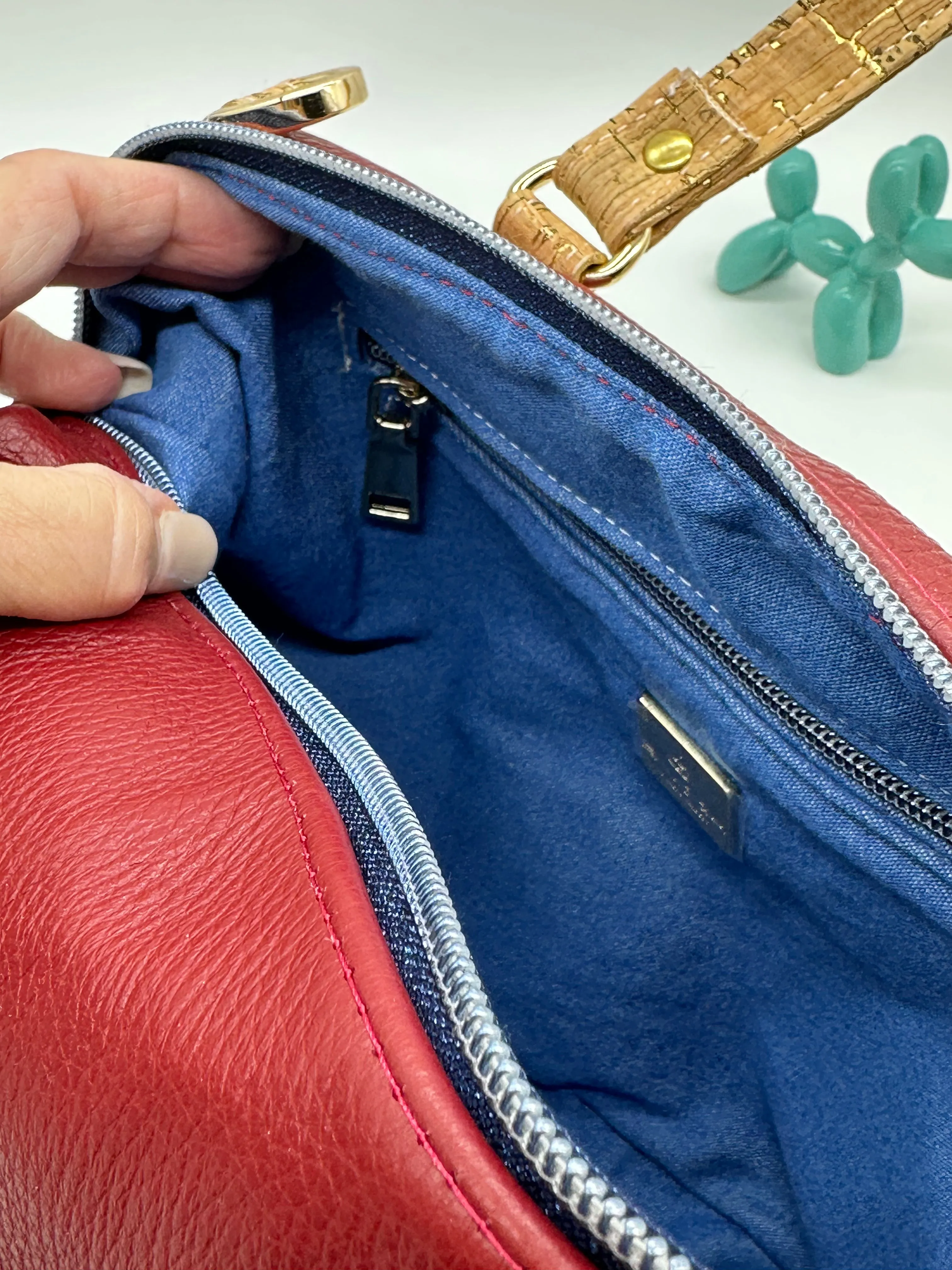Red Leather and Cork Bag