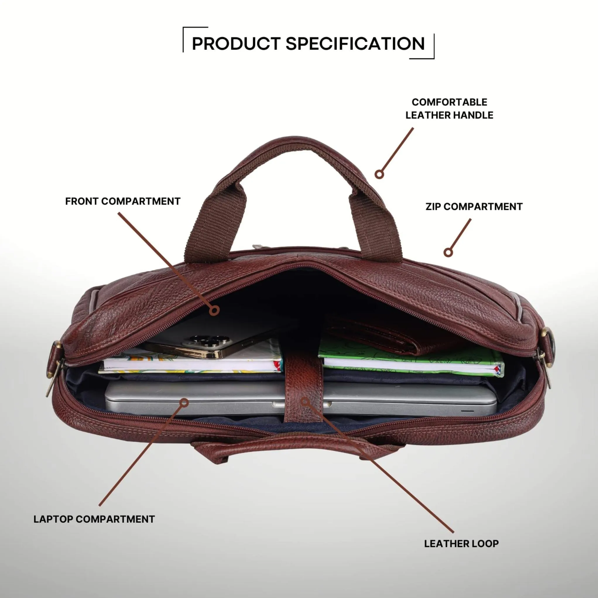 RICHMOND Leather Laptop Messenger Bag for Men
