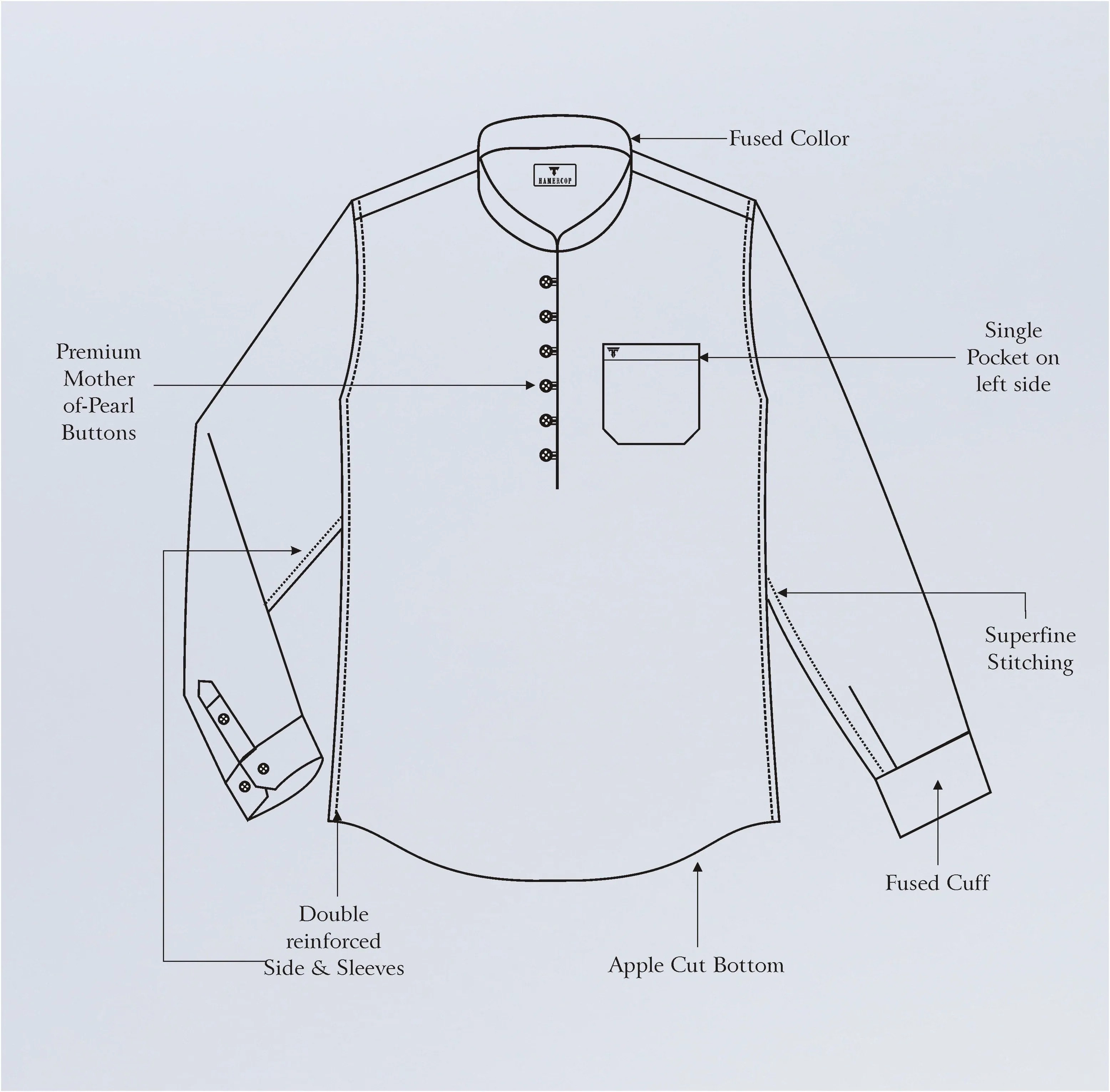 Sparko White With Blue Twill Check Cotton Shirt Style Kurta